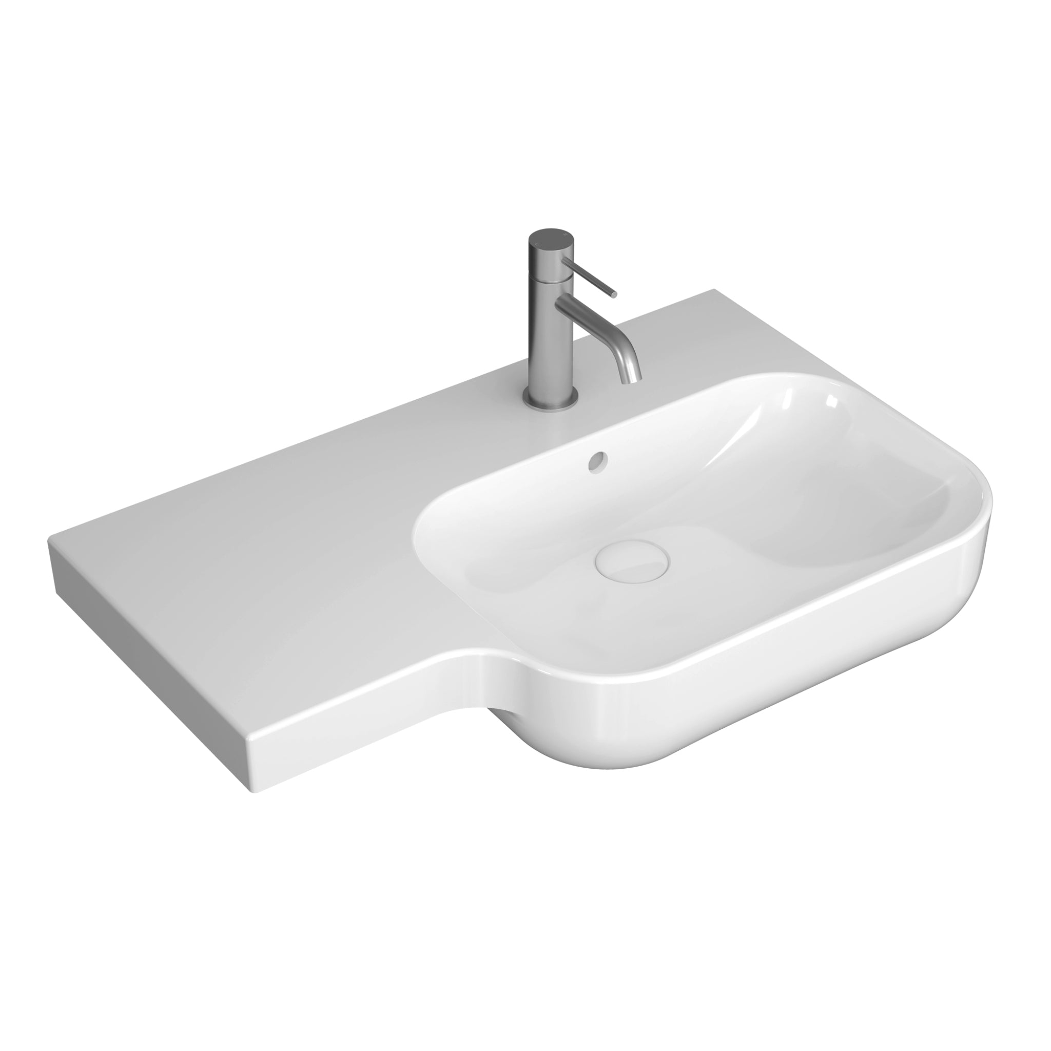 SEIMA LIMNI 720 WALL HUNG BASIN WITH OVERFLOW GLOSS WHITE 720MM