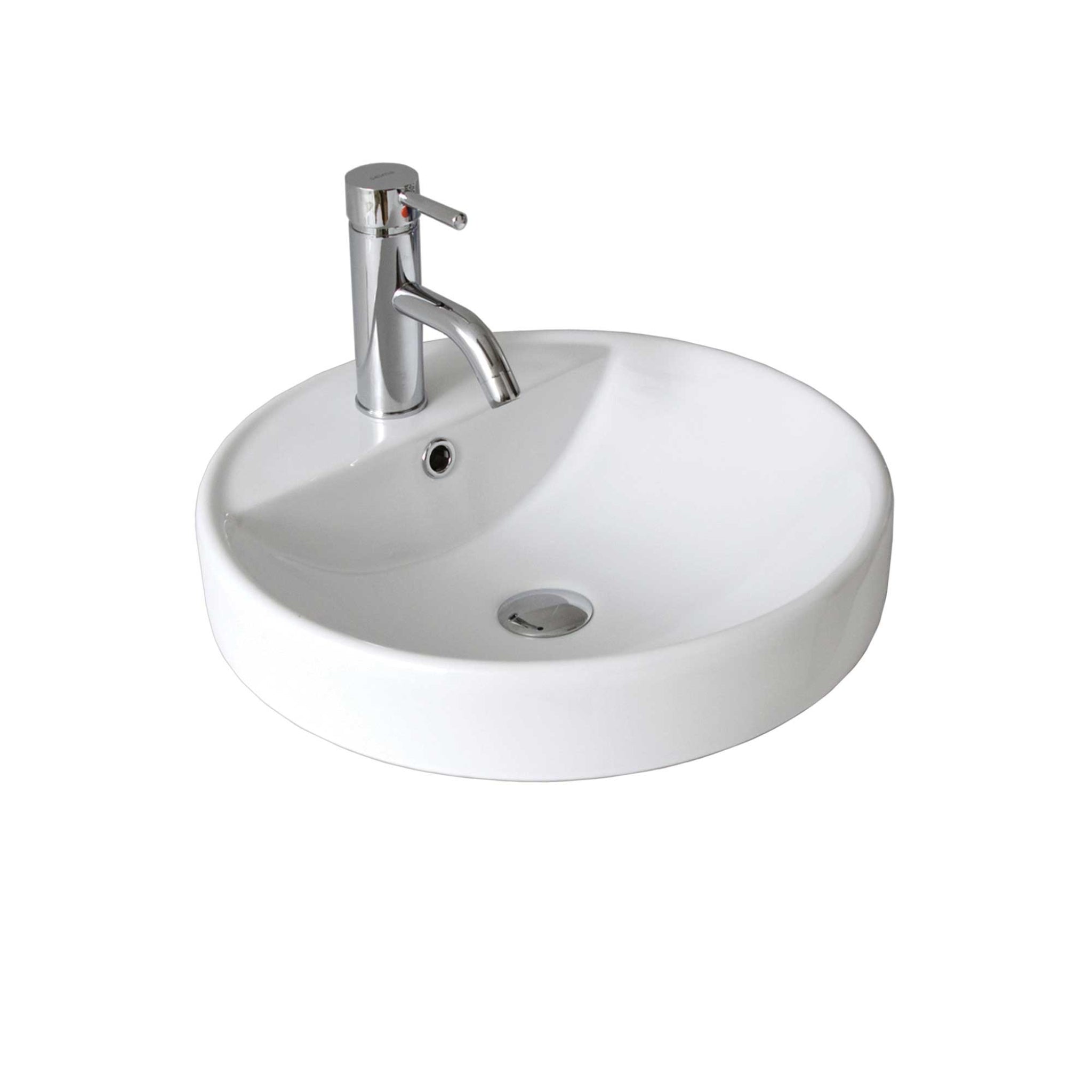 SEIMA SYROS 002 SEMI-INSET BASIN WITH TAPHOLE & OVERFLOW GLOSS WHITE 470MM