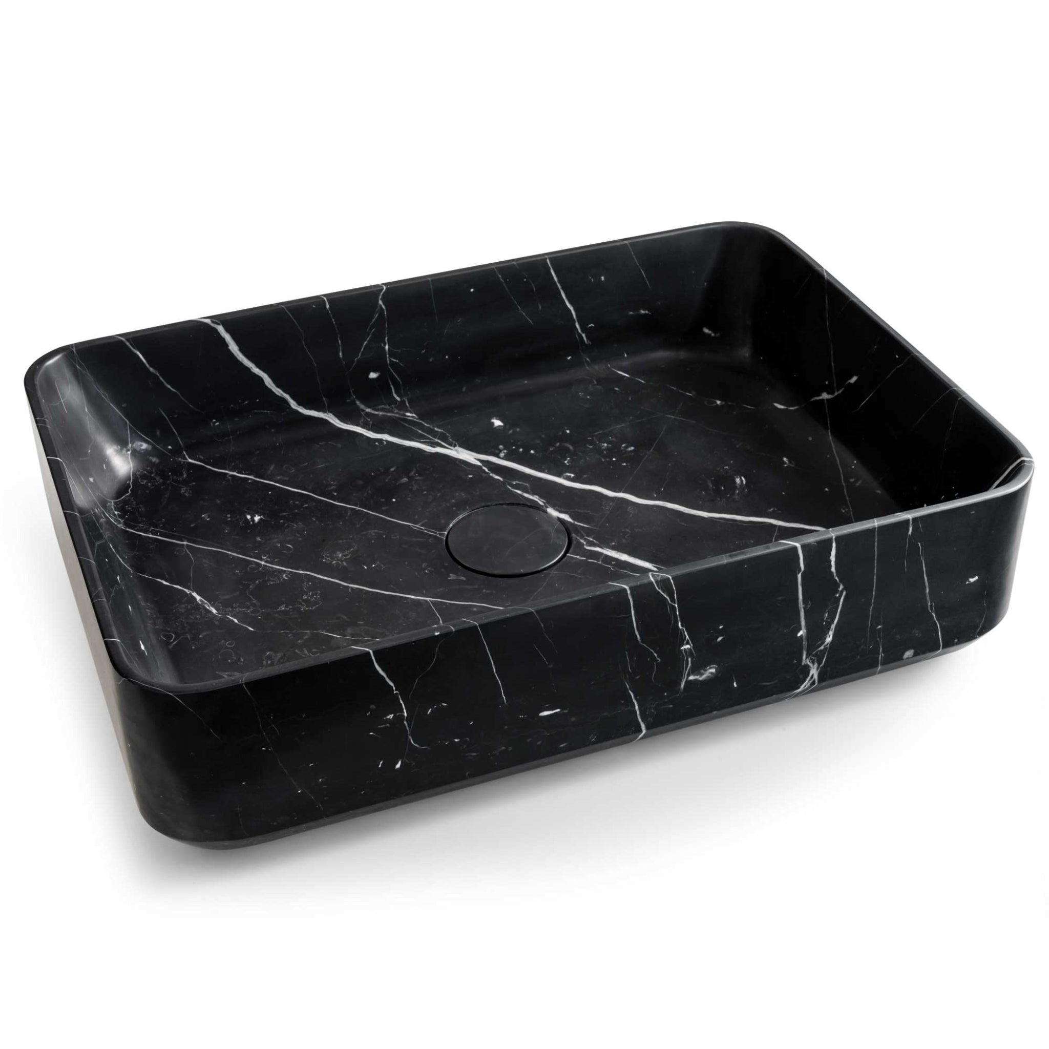 SEIMA LITHOS 500 ABOVE COUNTER STONE BASIN NERO MARQUINA MARBLE 500MM