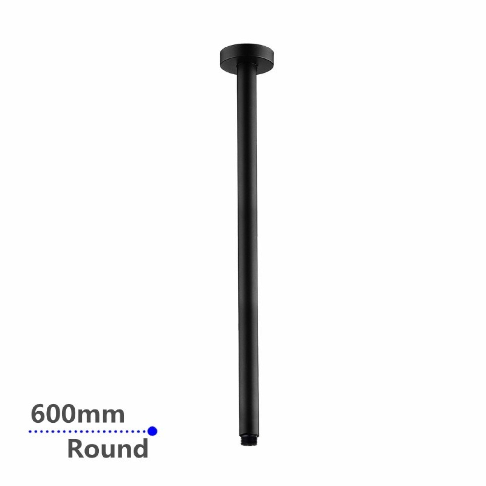 AQUAPERLA ROUND CEILING SHOWER ARM BLACK 600MM