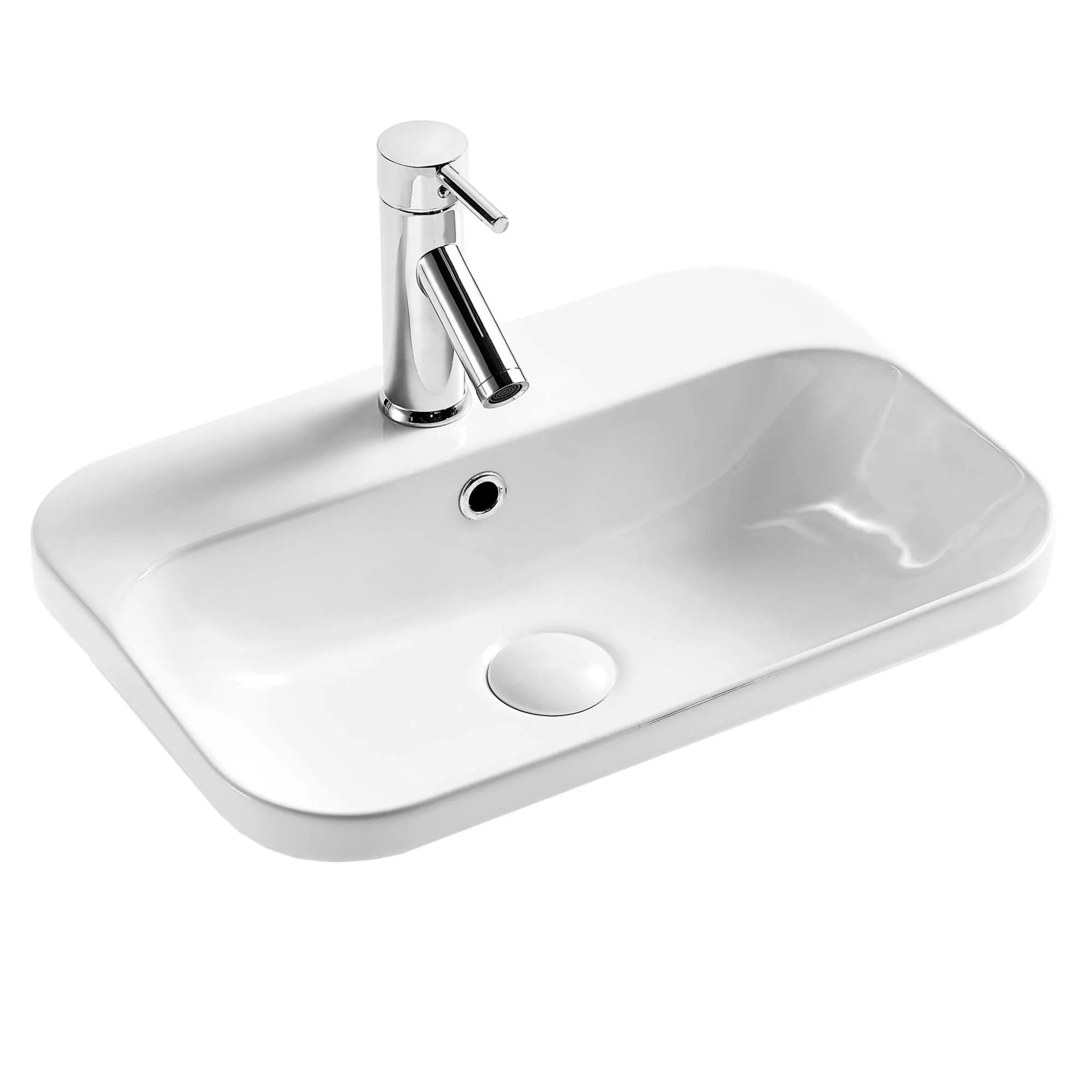 SEIMA LIMNI 530 INSET BASIN WITH OVERFLOW GLOSS WHITE 530MM