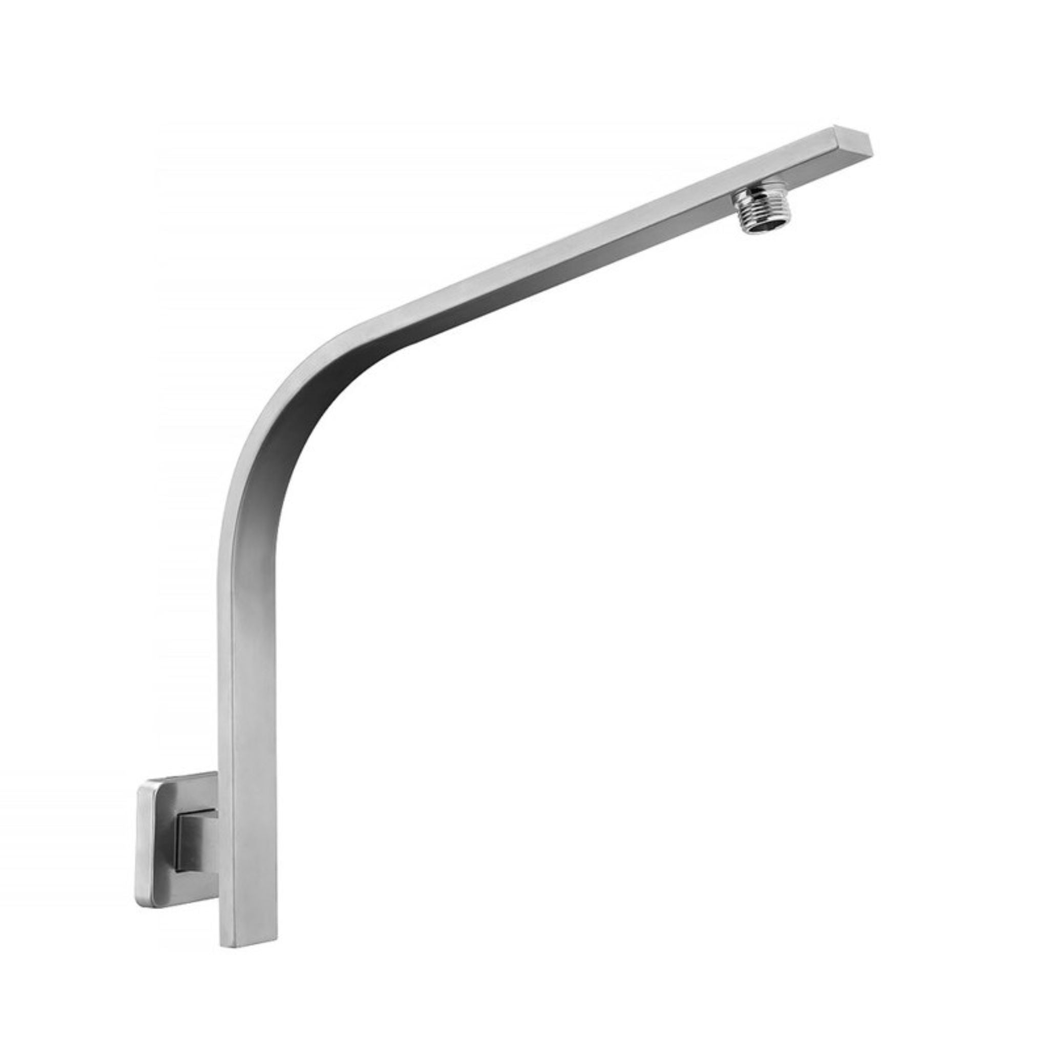 AQUAPERLA SQUARE GOOSENECK WALL SHOWER ARM 370MM BRUSHED NICKEL