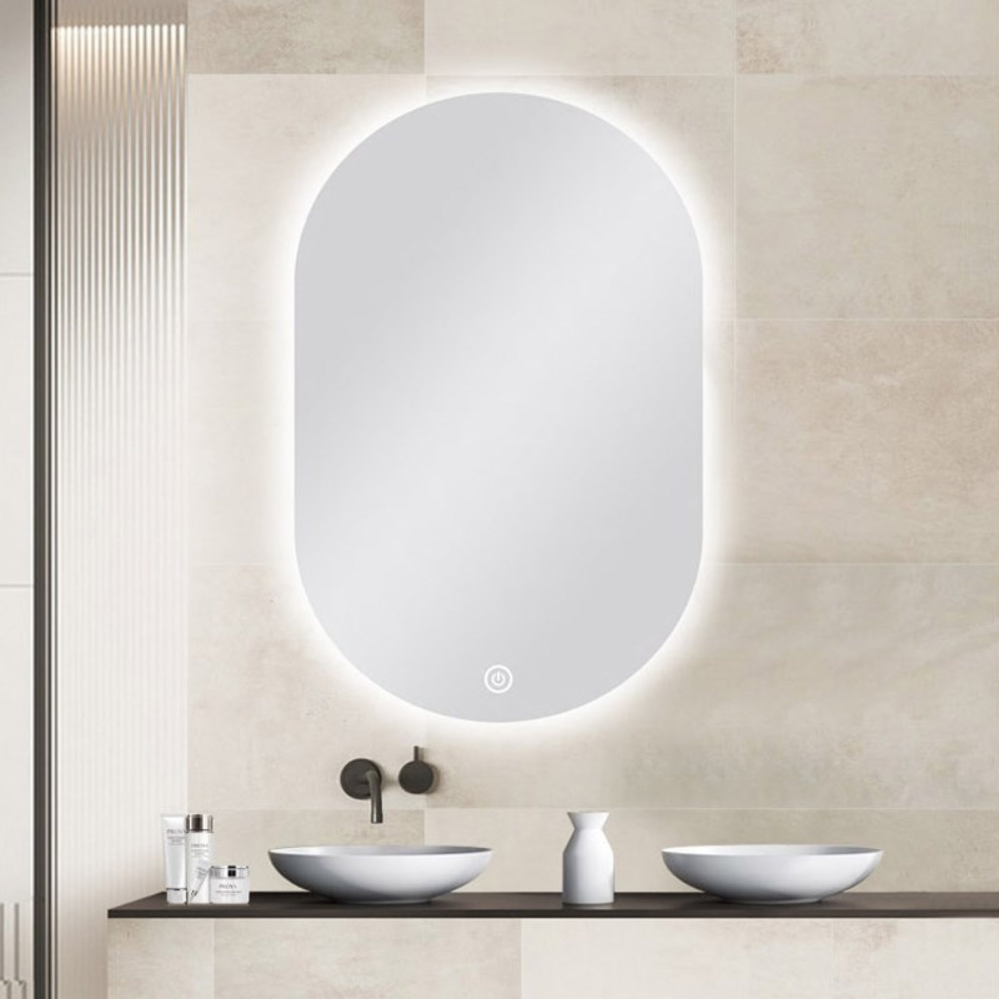 AQUAPERLA OVAL FRAMELESS BACK-LIT LED MIRROR SILVER 600X900MM