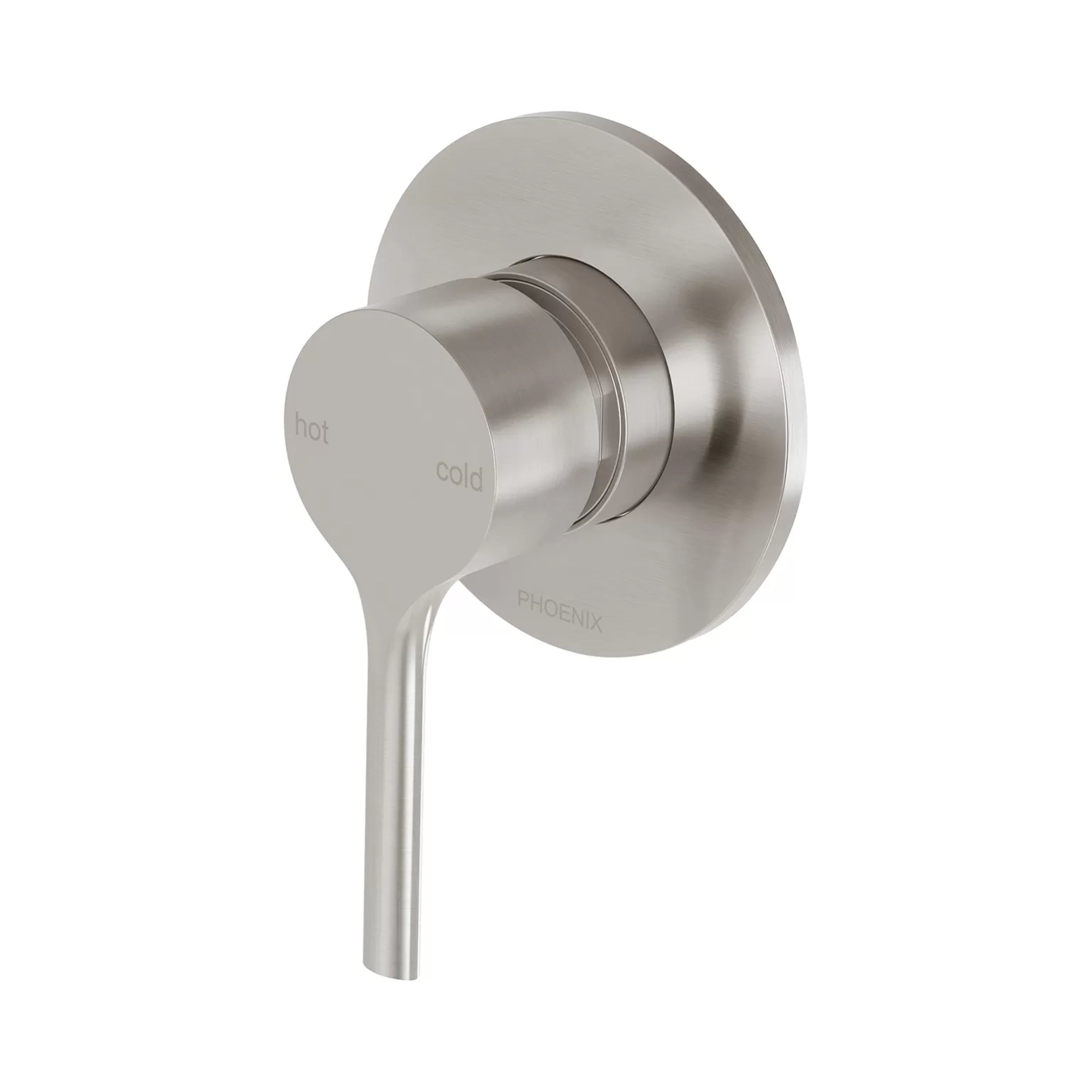 PHOENIX VIVID SLIMLINE OVAL SWITCHMIX SHOWER AND WALL MIXER BRUSHED NICKEL