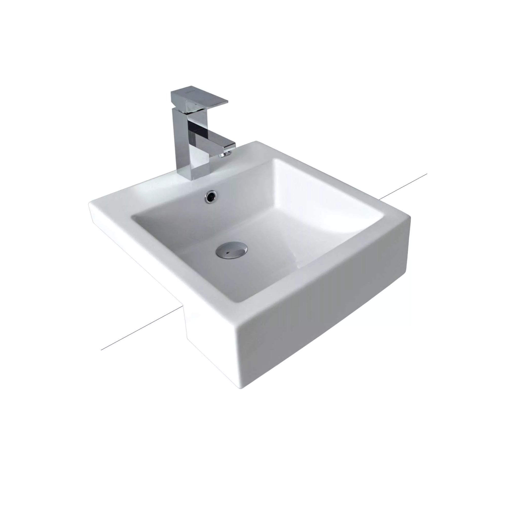 SEIMA KYRA 210 SEMI-RECESSED BASIN WITH OVERFLOW GLOSS WHITE 440MM