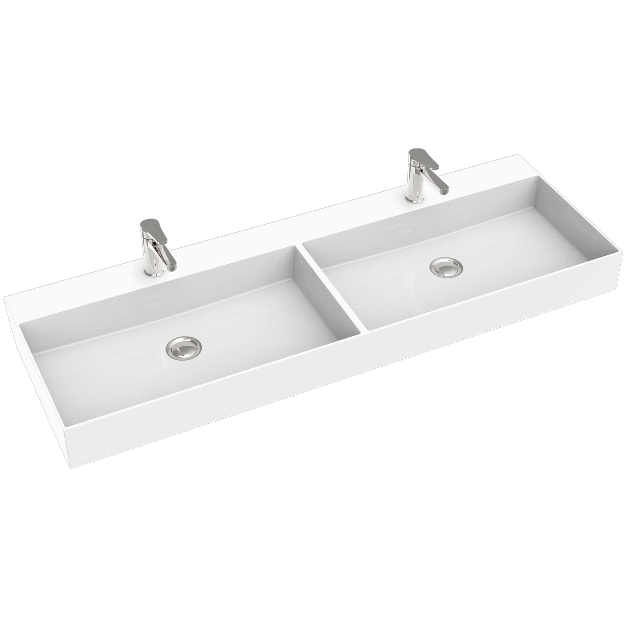 SEIMA TAVI 1206 DOUBLE BOWL ABOVE COUNTER STONE BASIN MATTE WHITE 1205MM