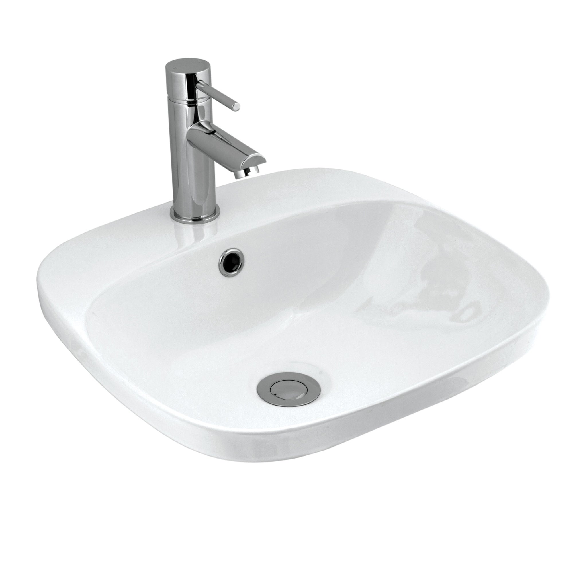 SEIMA LIMNI 420 INSET BASIN WITH OVERFLOW GLOSS WHITE 420MM