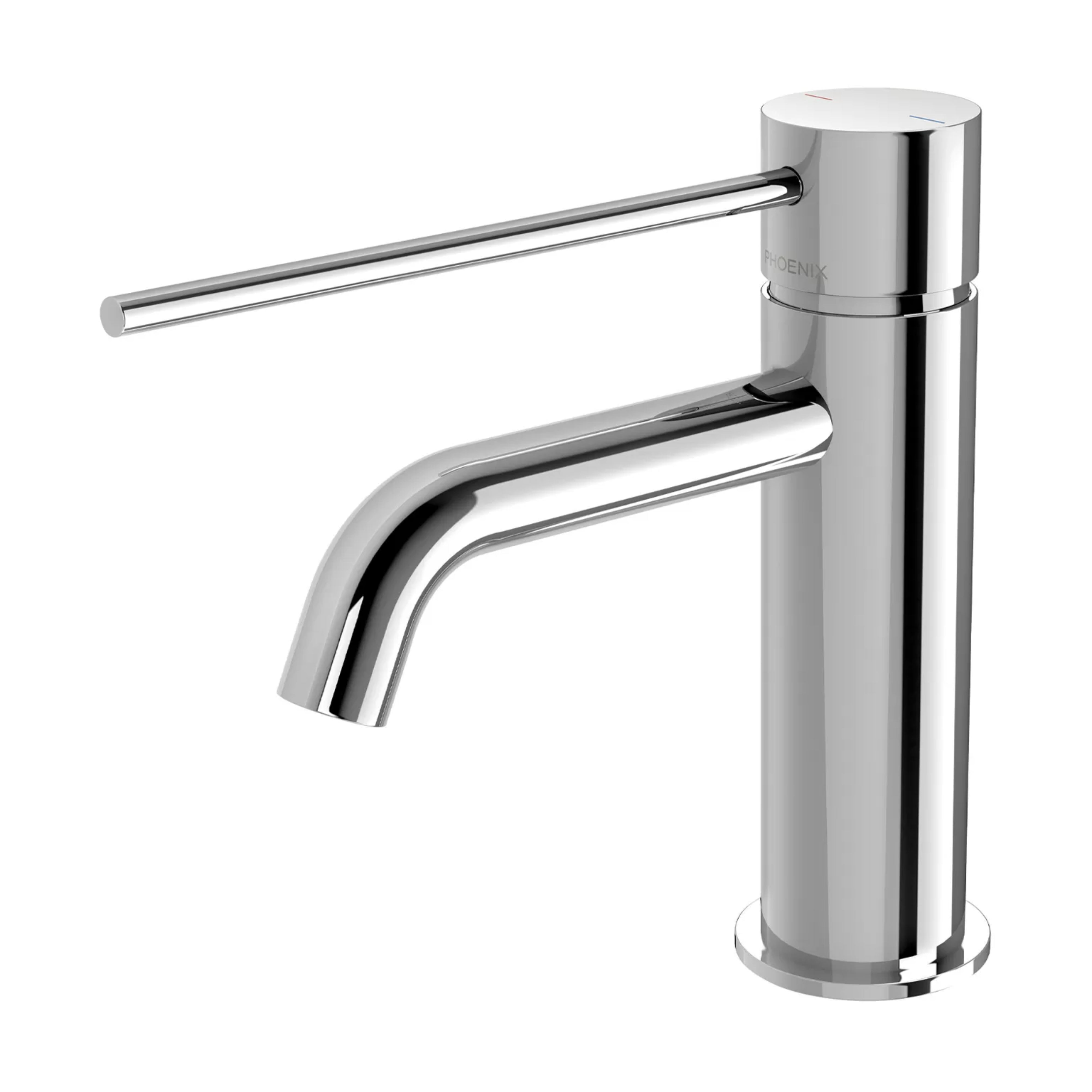 PHOENIX VIVID SLIMLINE BASIN MIXER CURVED OUTLET WITH EXTENDED LEVER 165MM CHROME