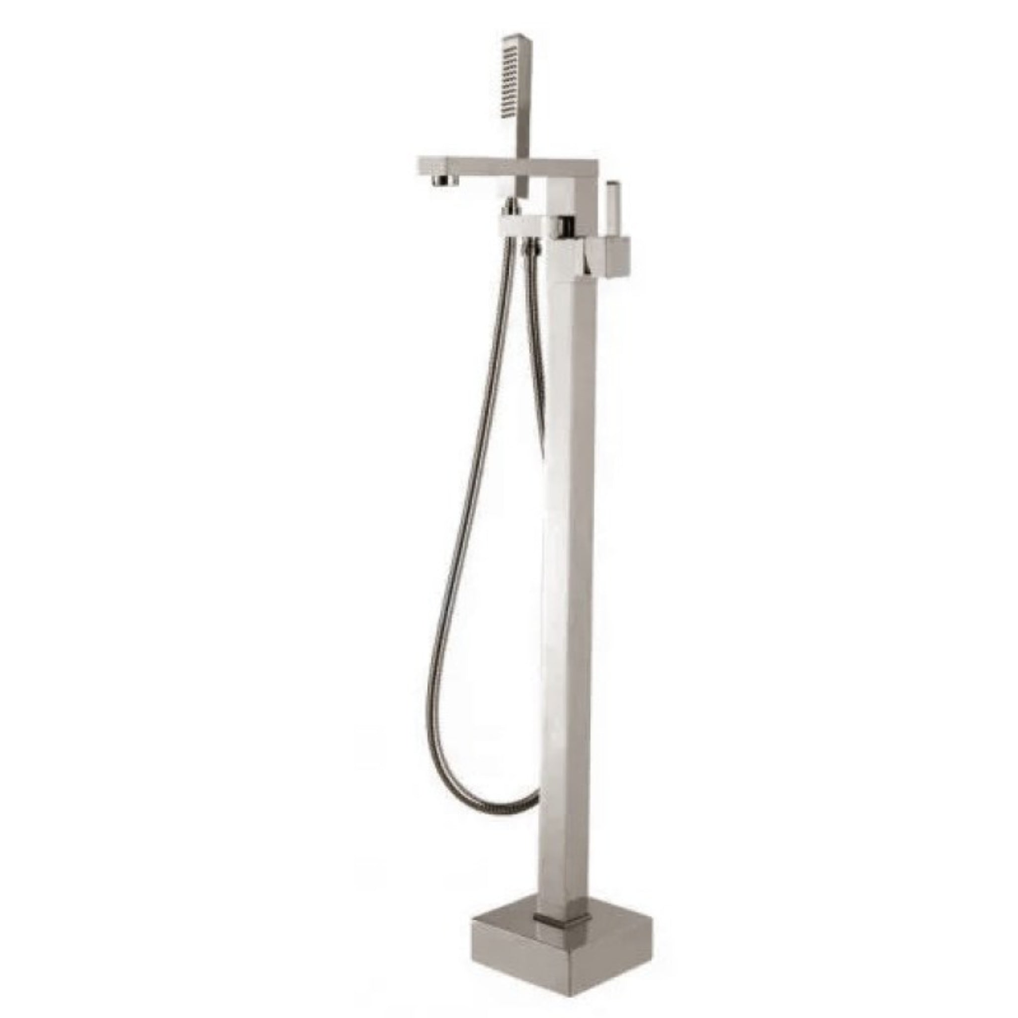 AQUAPERLA FREESTANDING TAP WITH HAND HELD SHOWER 1055MM BRUSHED NICKEL