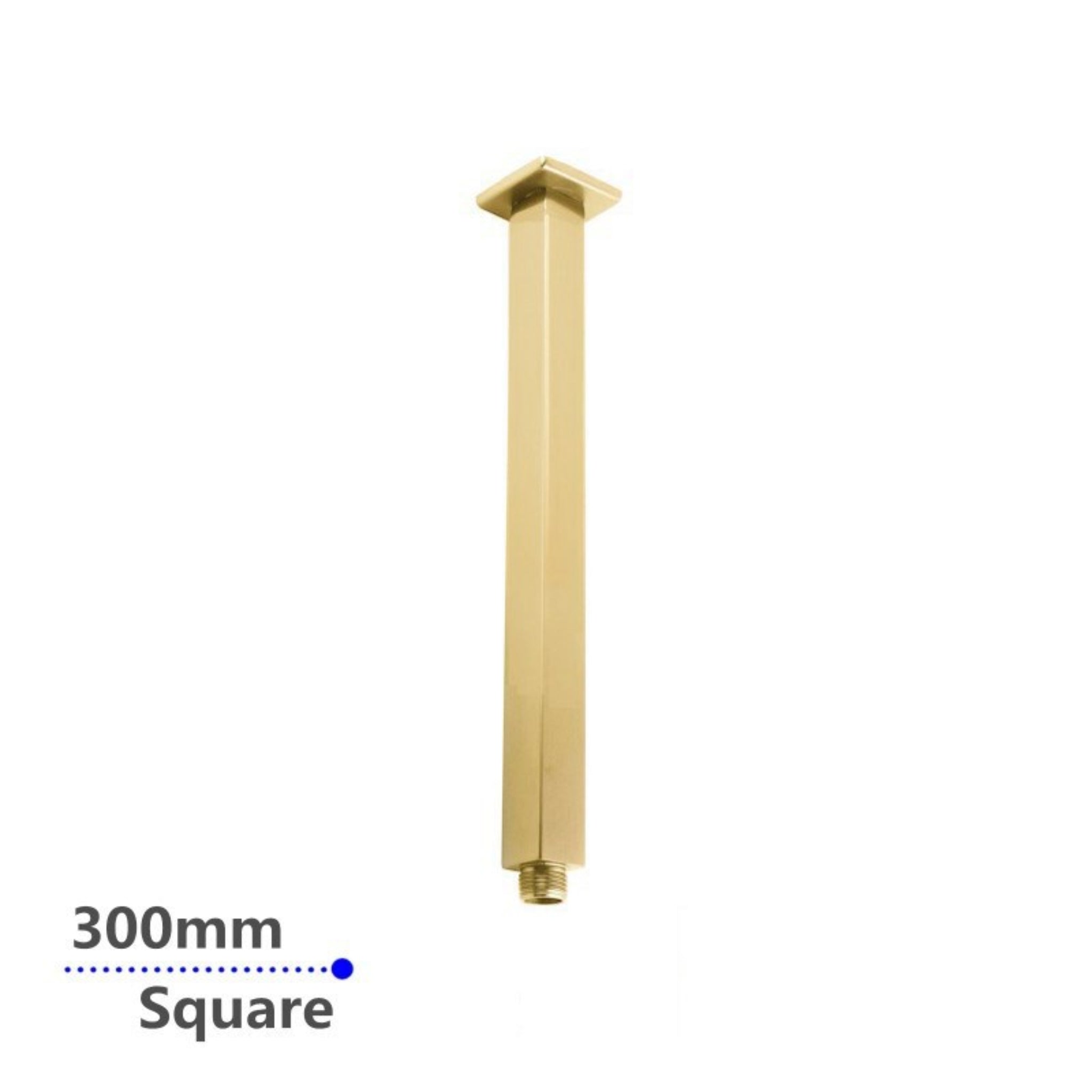 AQUAPERLA SQUARE CEILING SHOWER ARM 300MM BRUSHED BRASS