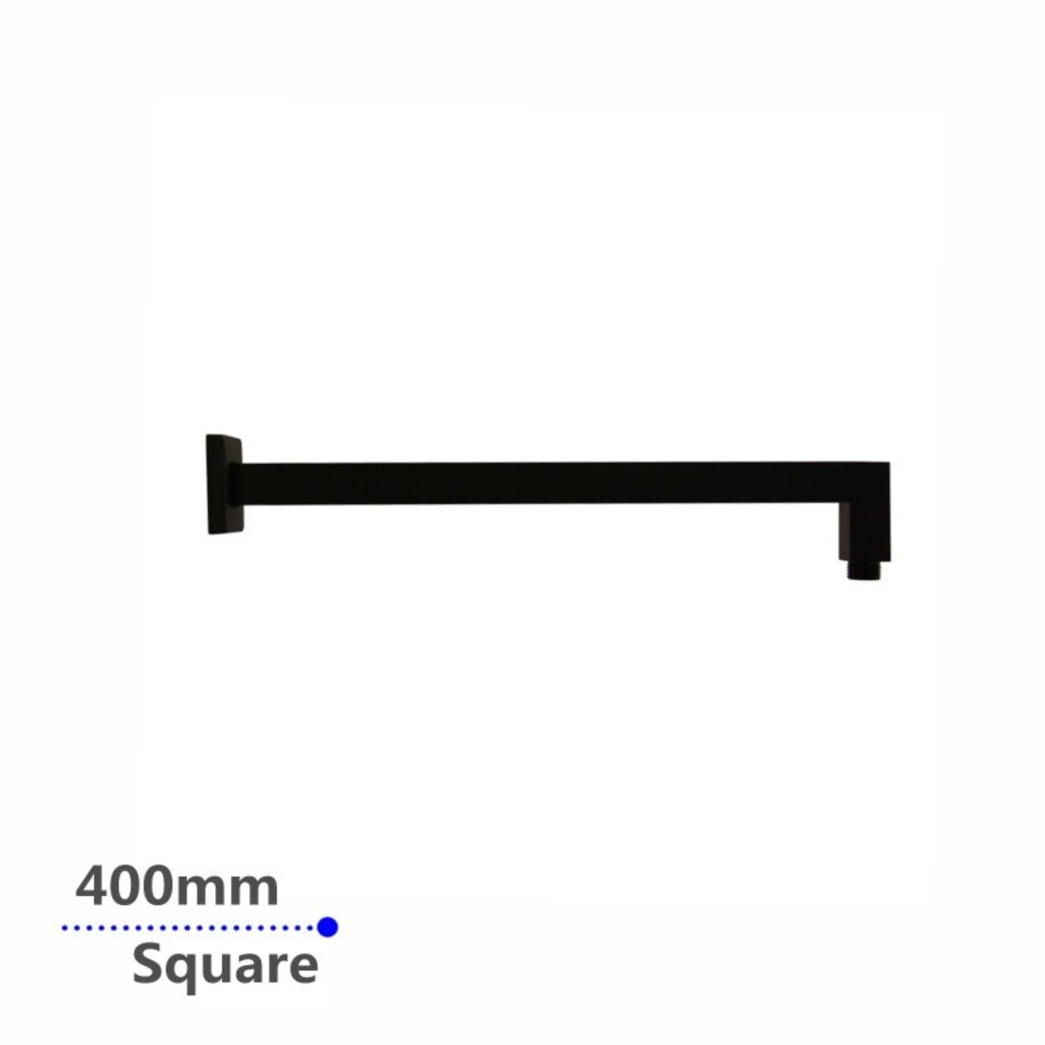 AQUAPERLA SQUARE STRAIGHT WALL SHOWER ARM 400MM BLACK