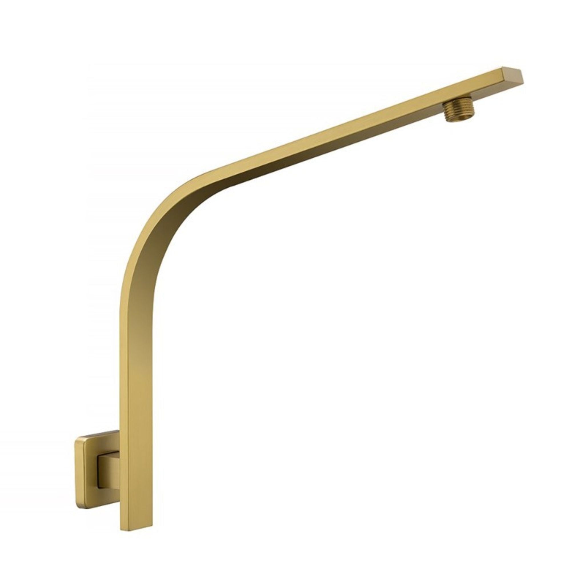 AQUAPERLA SQUARE GOOSENECK WALL SHOWER ARM 370MM BRUSHED BRASS