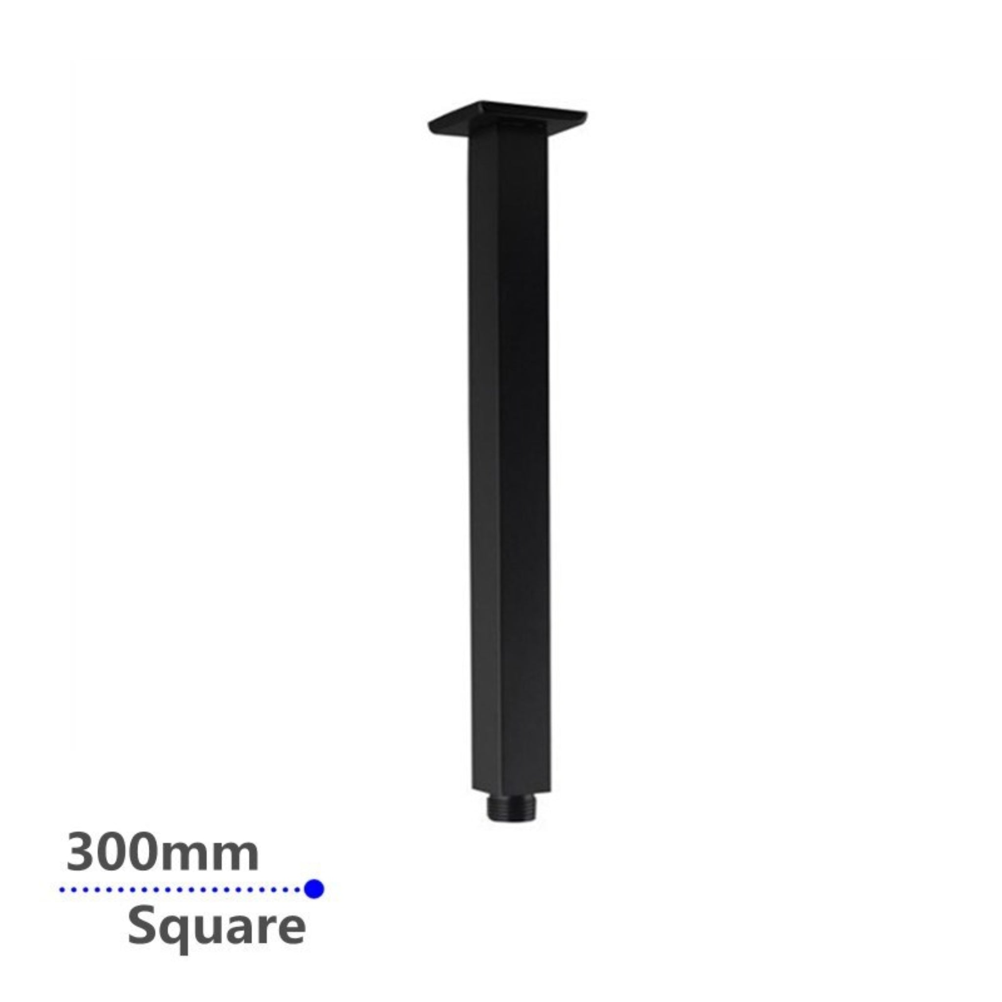 AQUAPERLA SQUARE CEILING SHOWER ARM 300MM BLACK