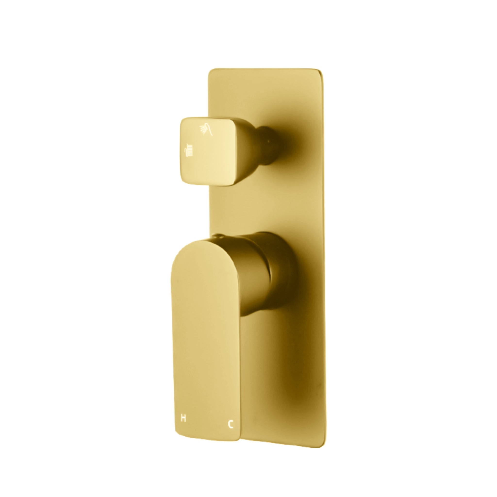 AQUAPERLA VOG WALL MIXER WITH DIVERTER 205MM BRUSHED BRASS