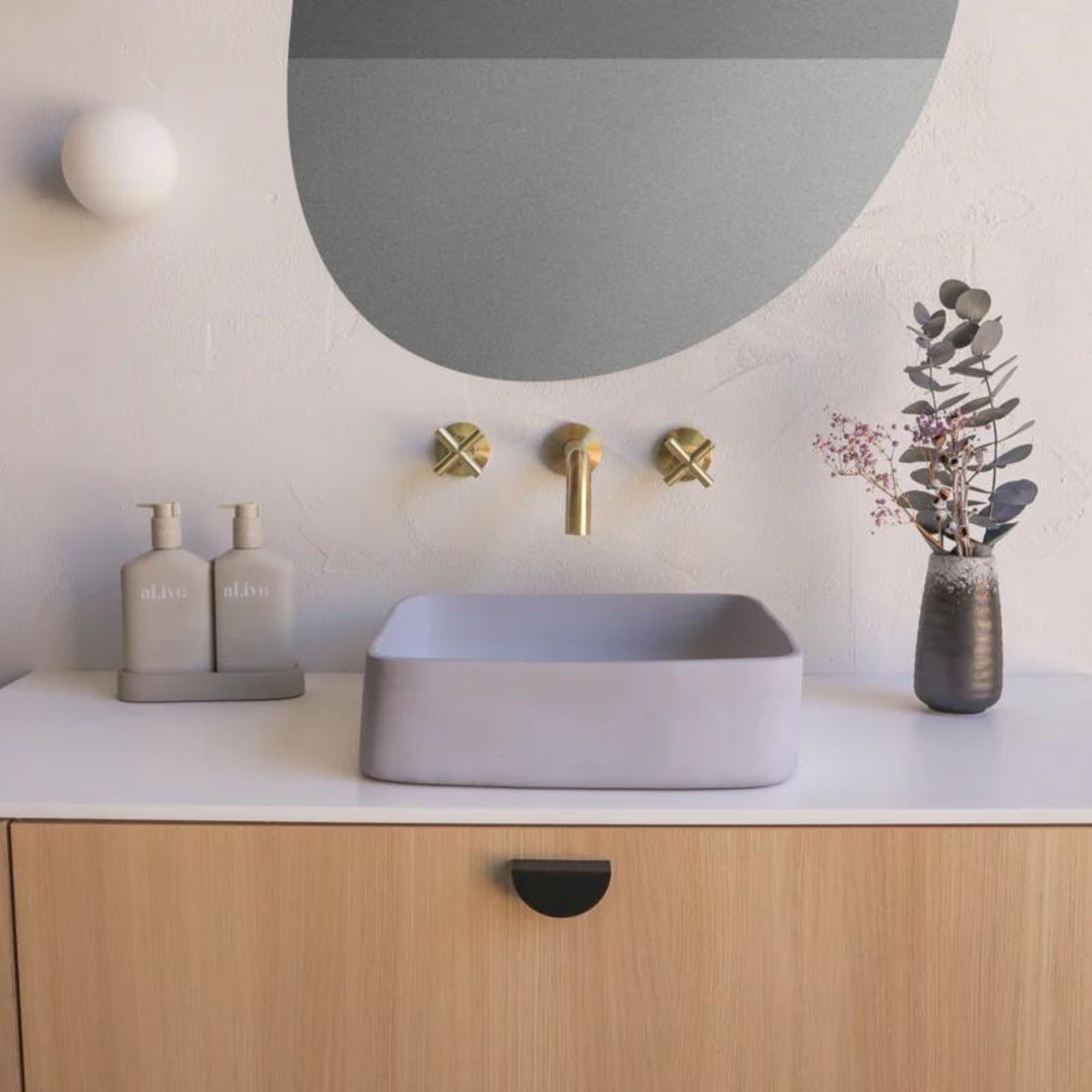 NOOD CO CONSCIOUS RANGE CAST ABOVE COUNTER / WALL HUNG BASIN LILAC 380MM