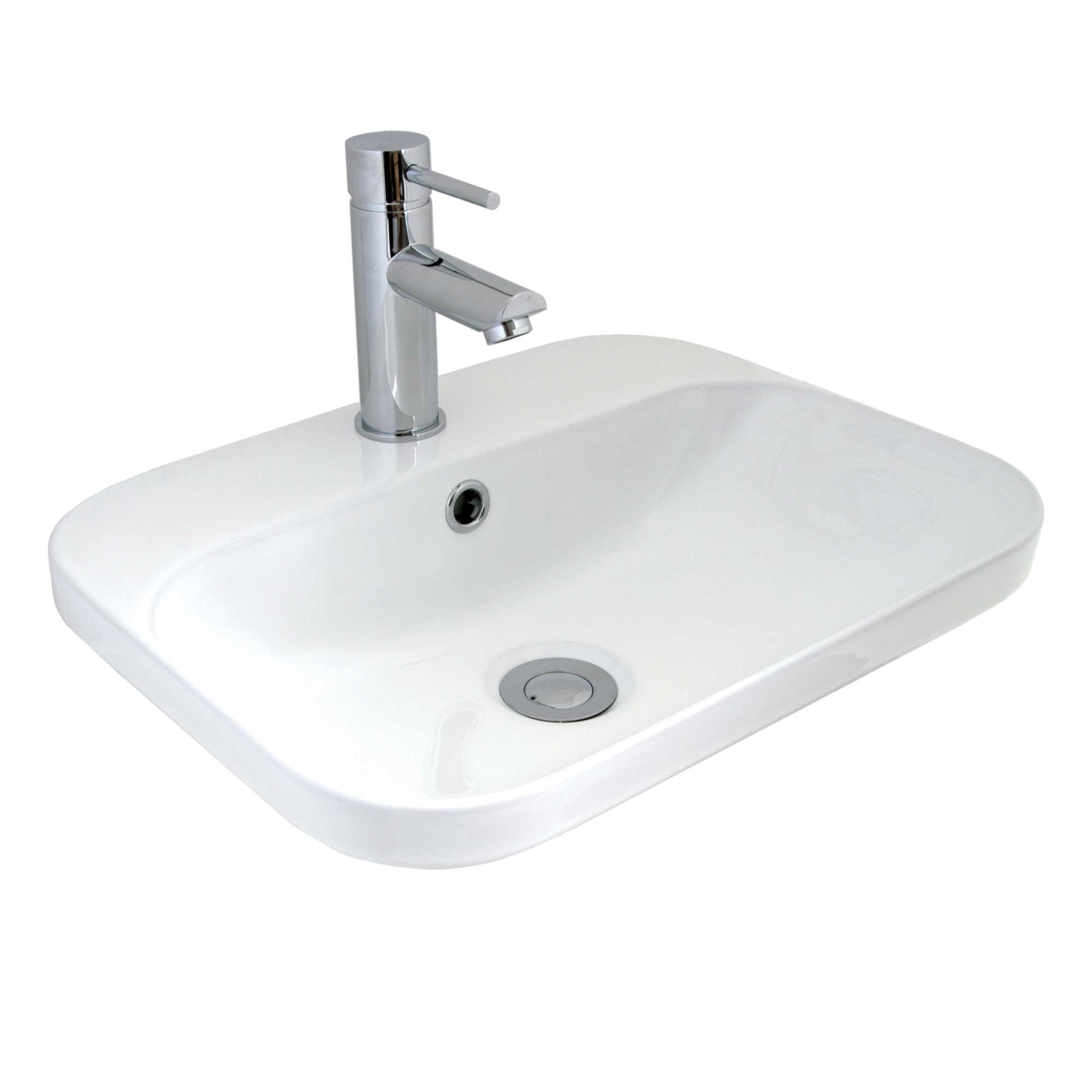 SEIMA LIMNI 450 INSET BASIN WITH OVERFLOW GLOSS WHITE 450MM