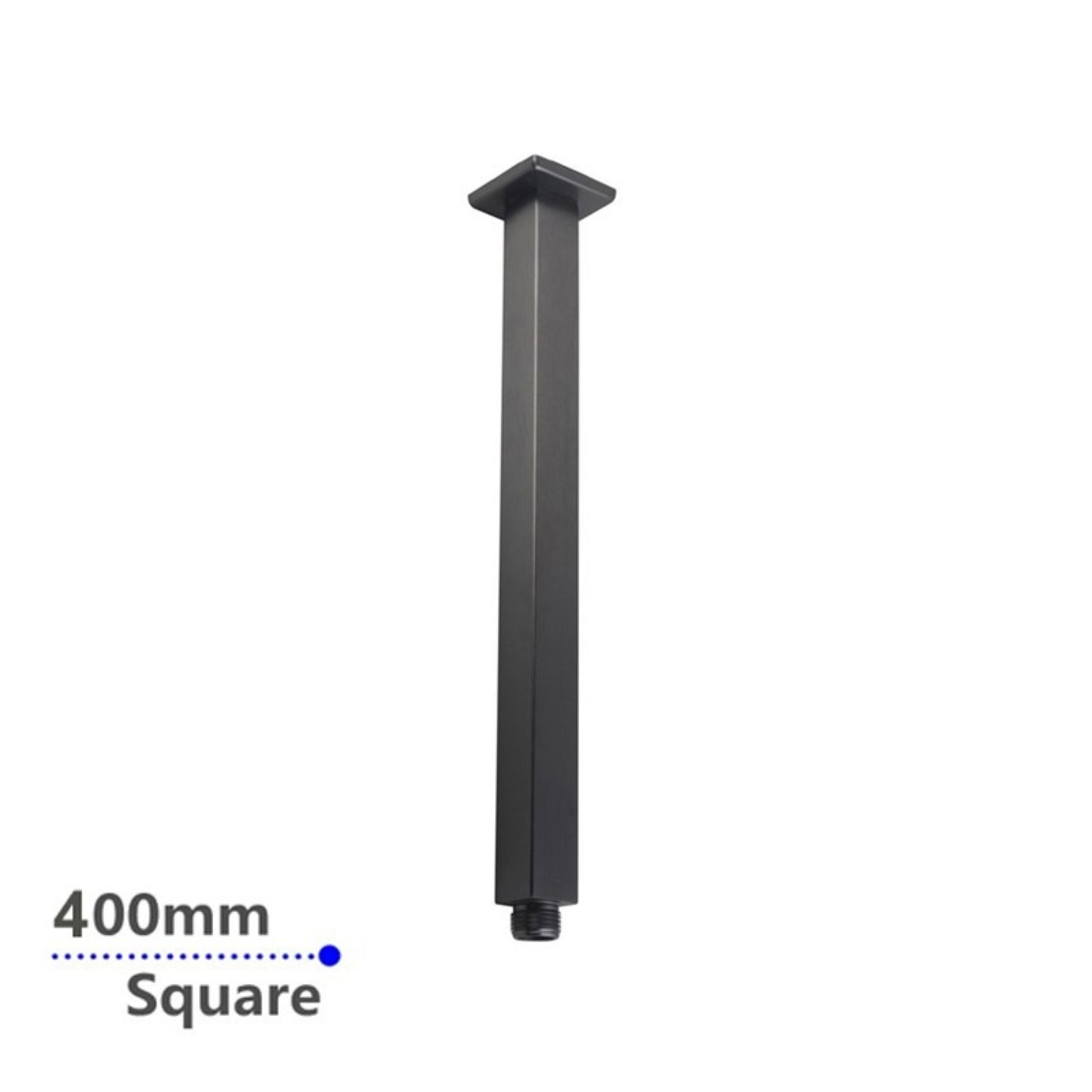 AQUAPERLA SQUARE CEILING SHOWER ARM 400MM GUN METAL