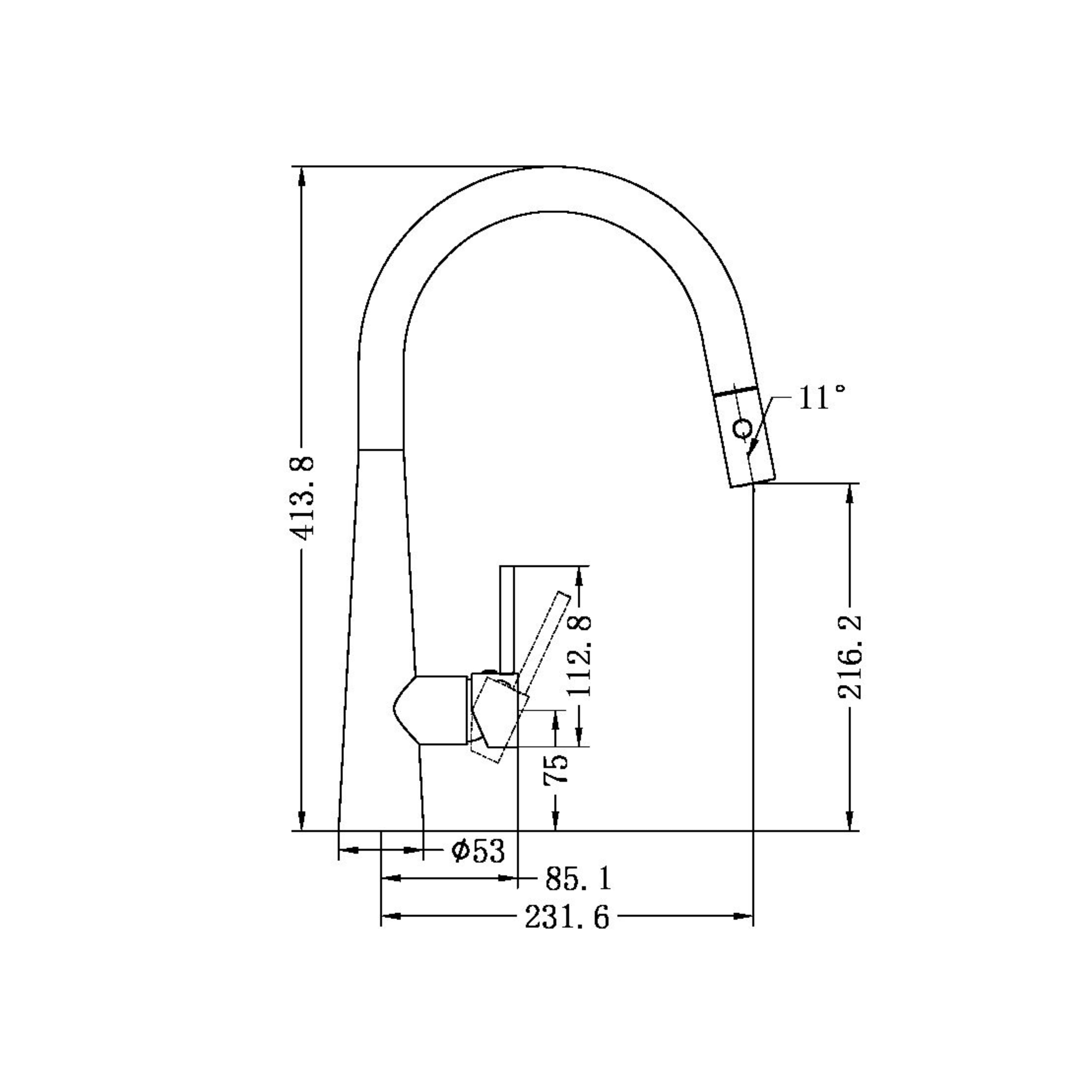 NERO DOLCE PULL OUT SINK MIXER WITH VEGIE SPRAY 414MM BRUSHED NICKEL