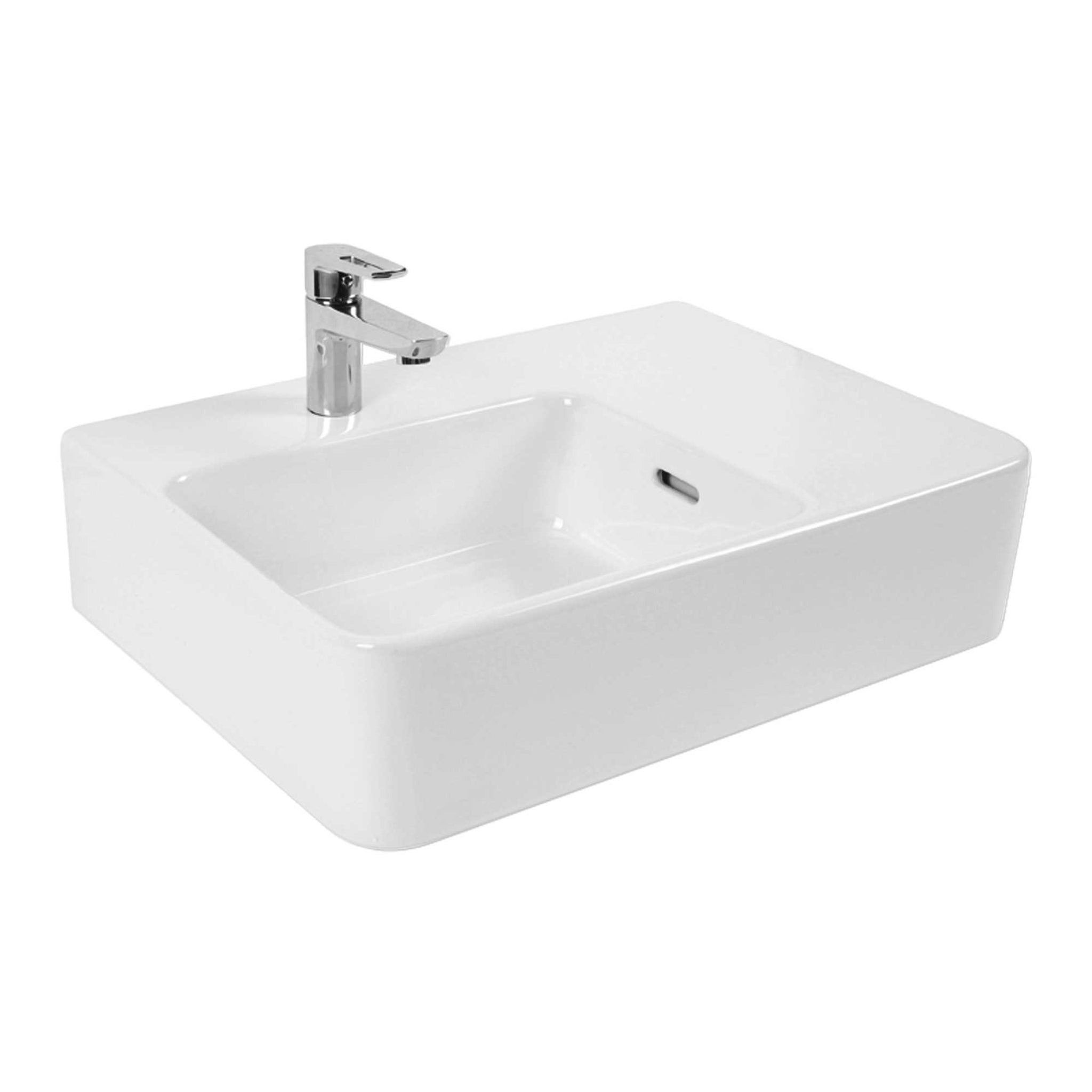 SEIMA LIMNI 601 WALL HUNG BASIN WITH OVERFLOW GLOSS WHITE 600MM