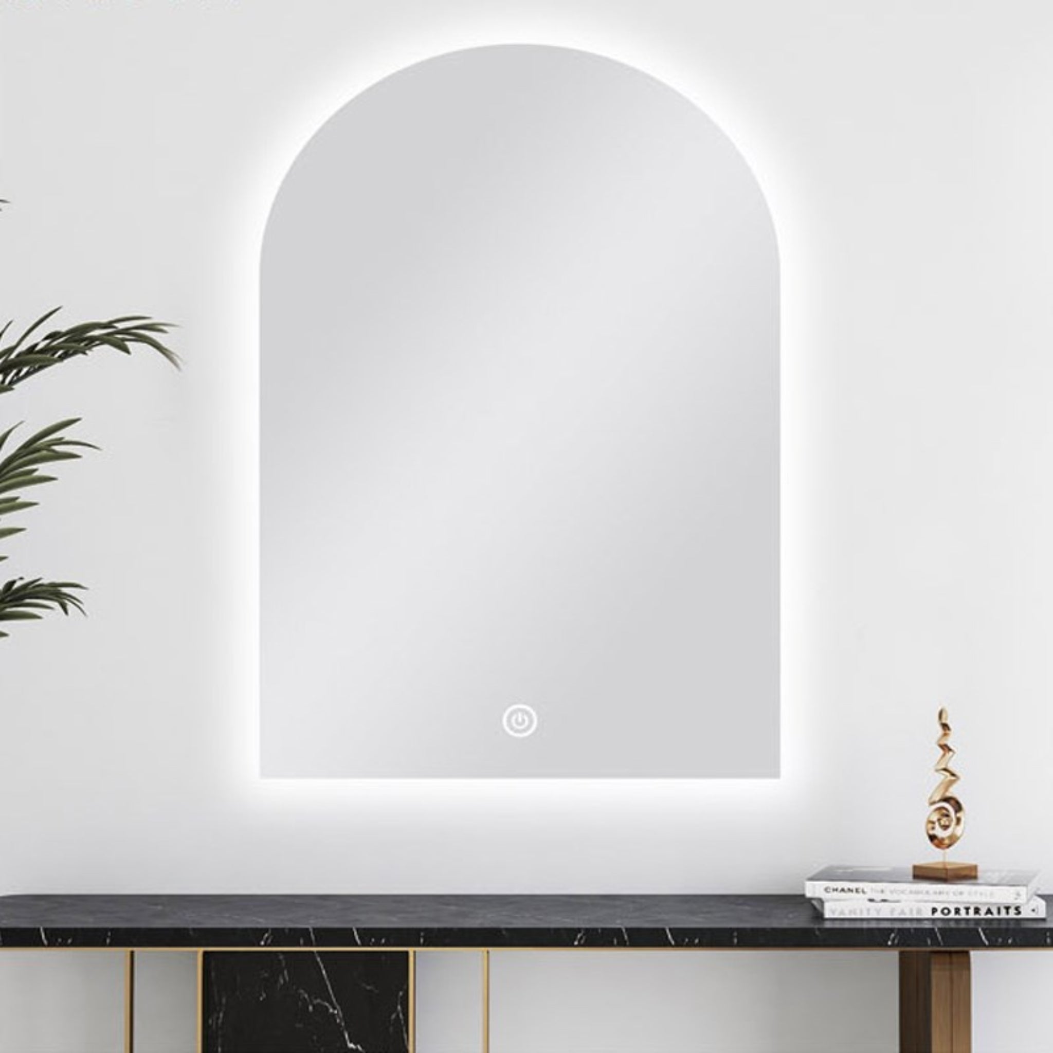 AQUAPERLA ARCHED FRAMELESS  BACK-LIT LED MIRROR SILVER 600X900MM