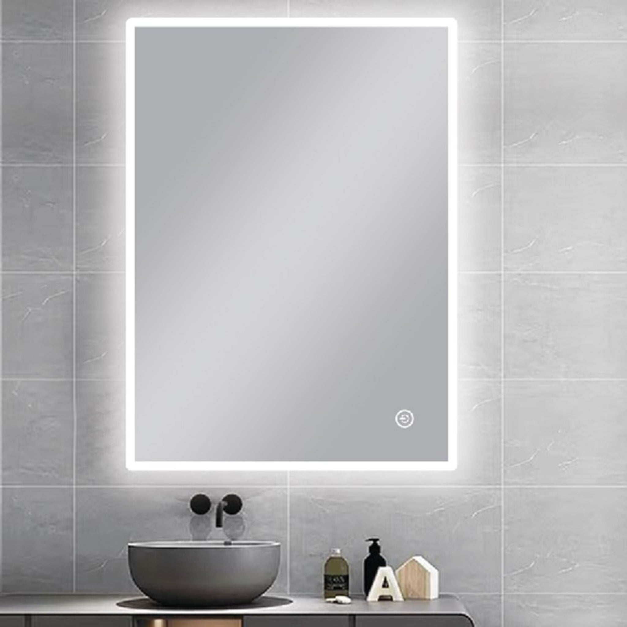 AQUAPERLA RECTANGULAR FRAMELESS 3 COLOUR  FRONT-LIT LED MIRROR SILVER 600X750MM