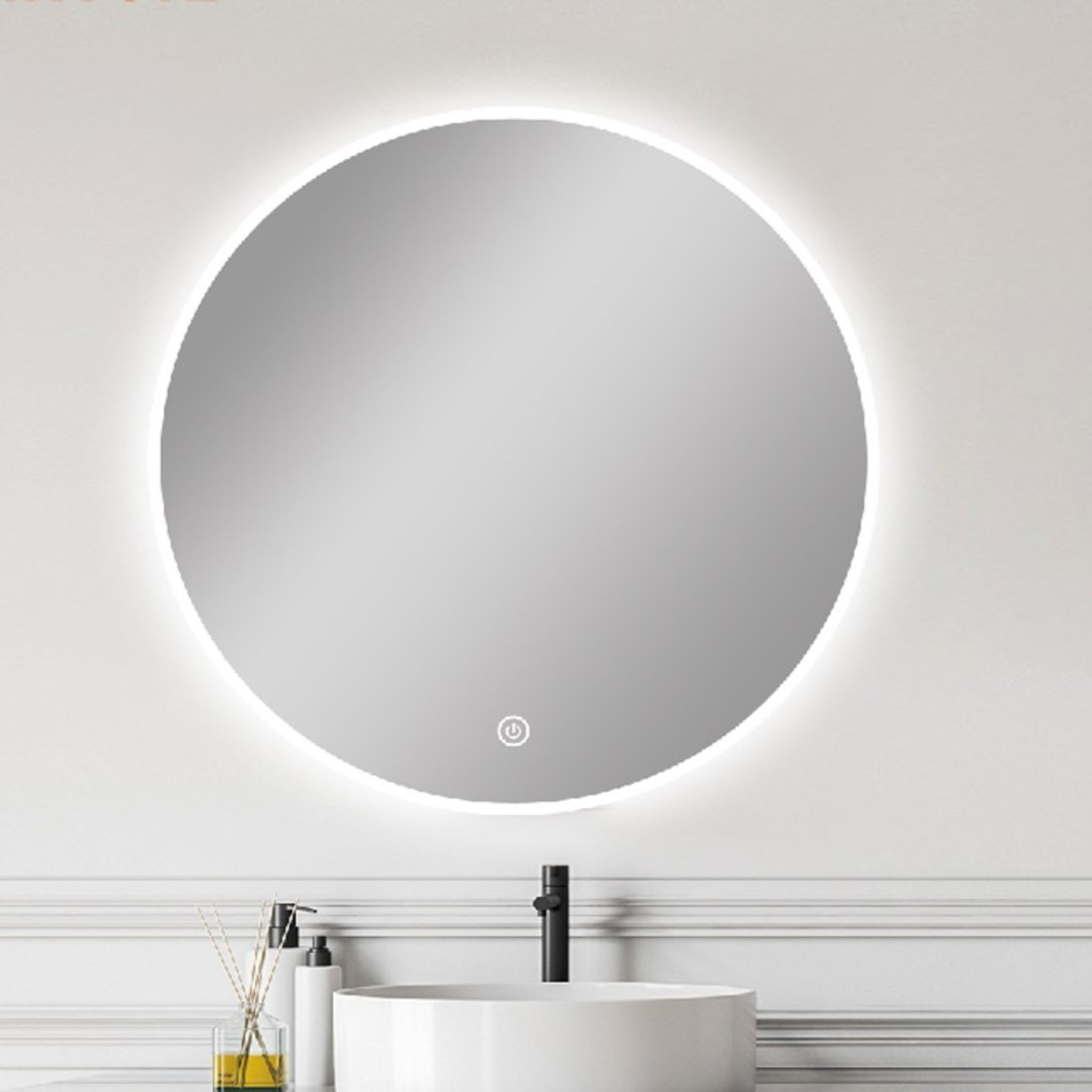 AQUAPERLA ROUND FRAMELESS FRONT-LIT LED MIRROR SILVER 750MM