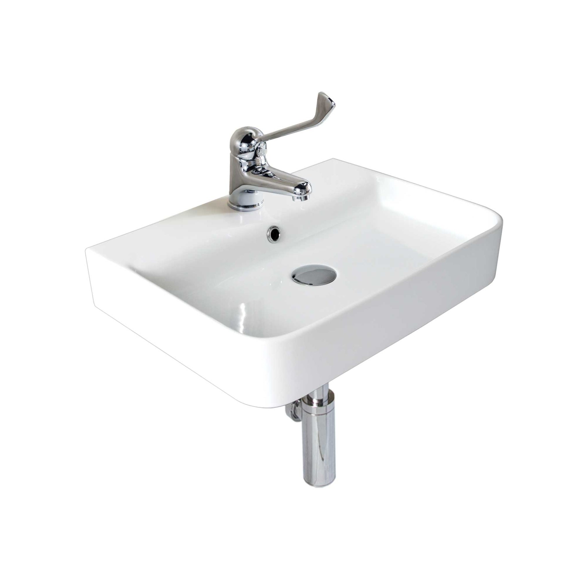 SEIMA LIMNI 015 ABOVE COUNTER / WALL HUNG BASIN WITH OVERFLOW GLOSS WHITE 545MM