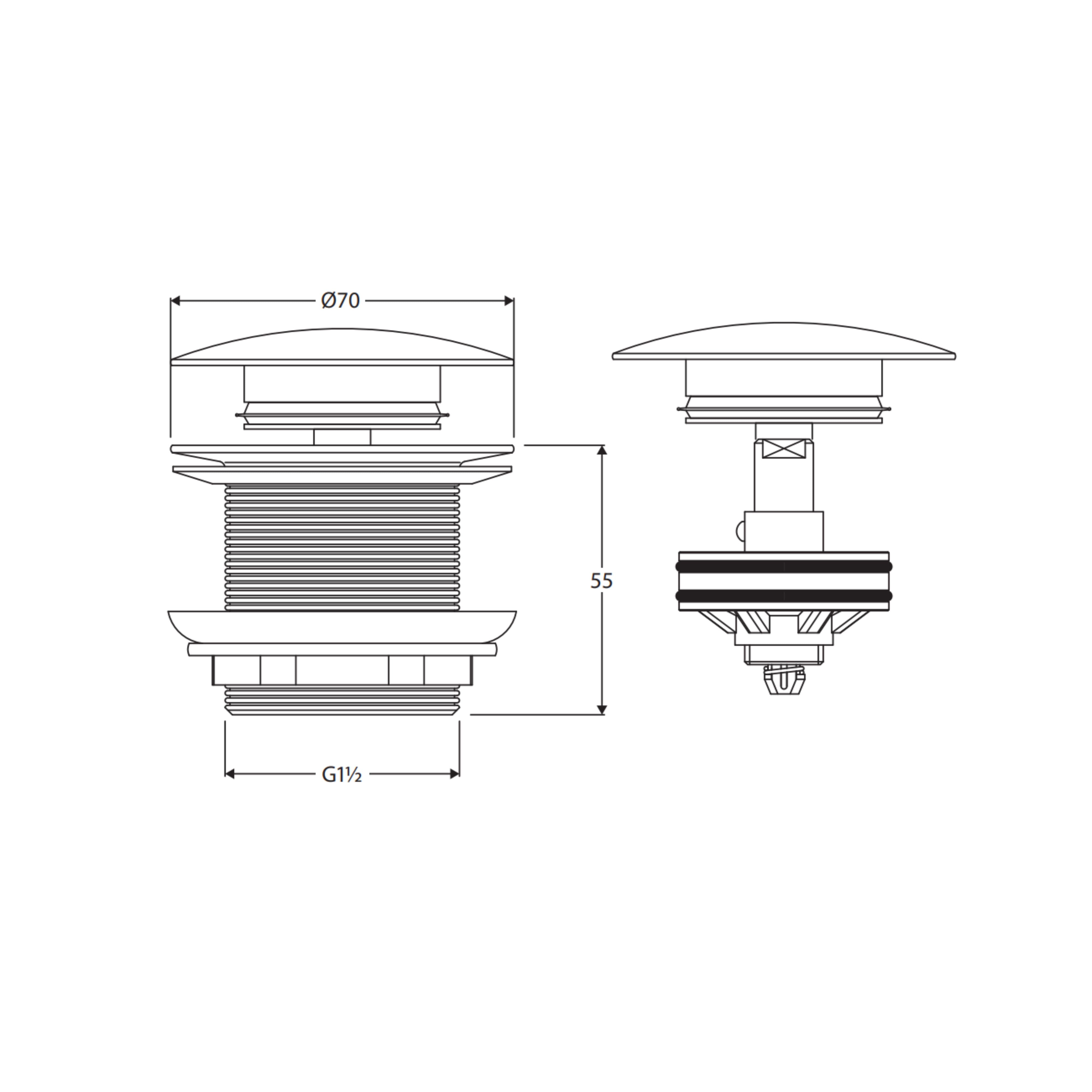 FIENZA UNIVERSAL PULL-OUT/POP-UP NON-OVERFLOW BATHTUB WASTE 40MM CHROME