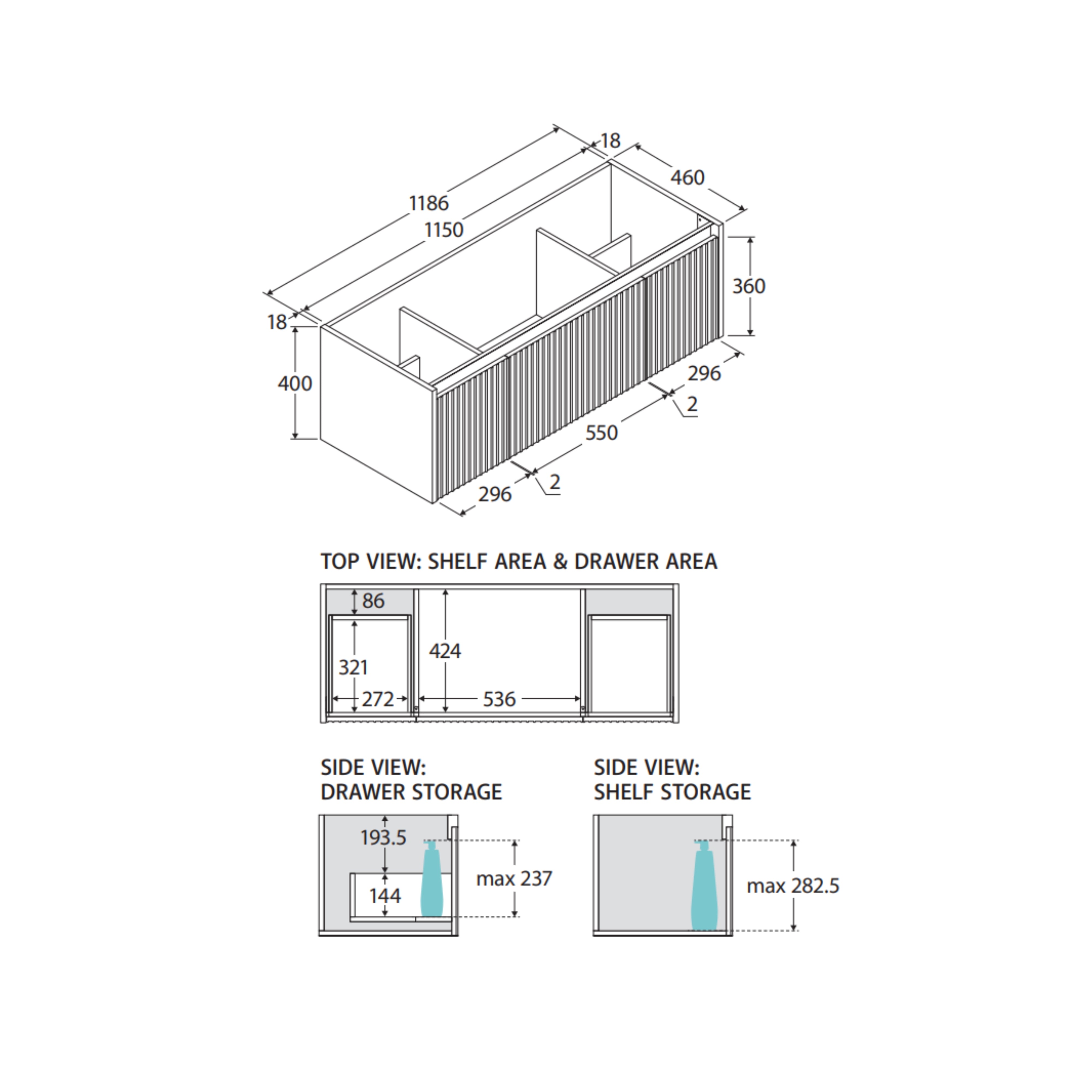 FIENZA ALINA SATIN WHITE 1200MM SINGLE BOWL WALL HUNG VANITY