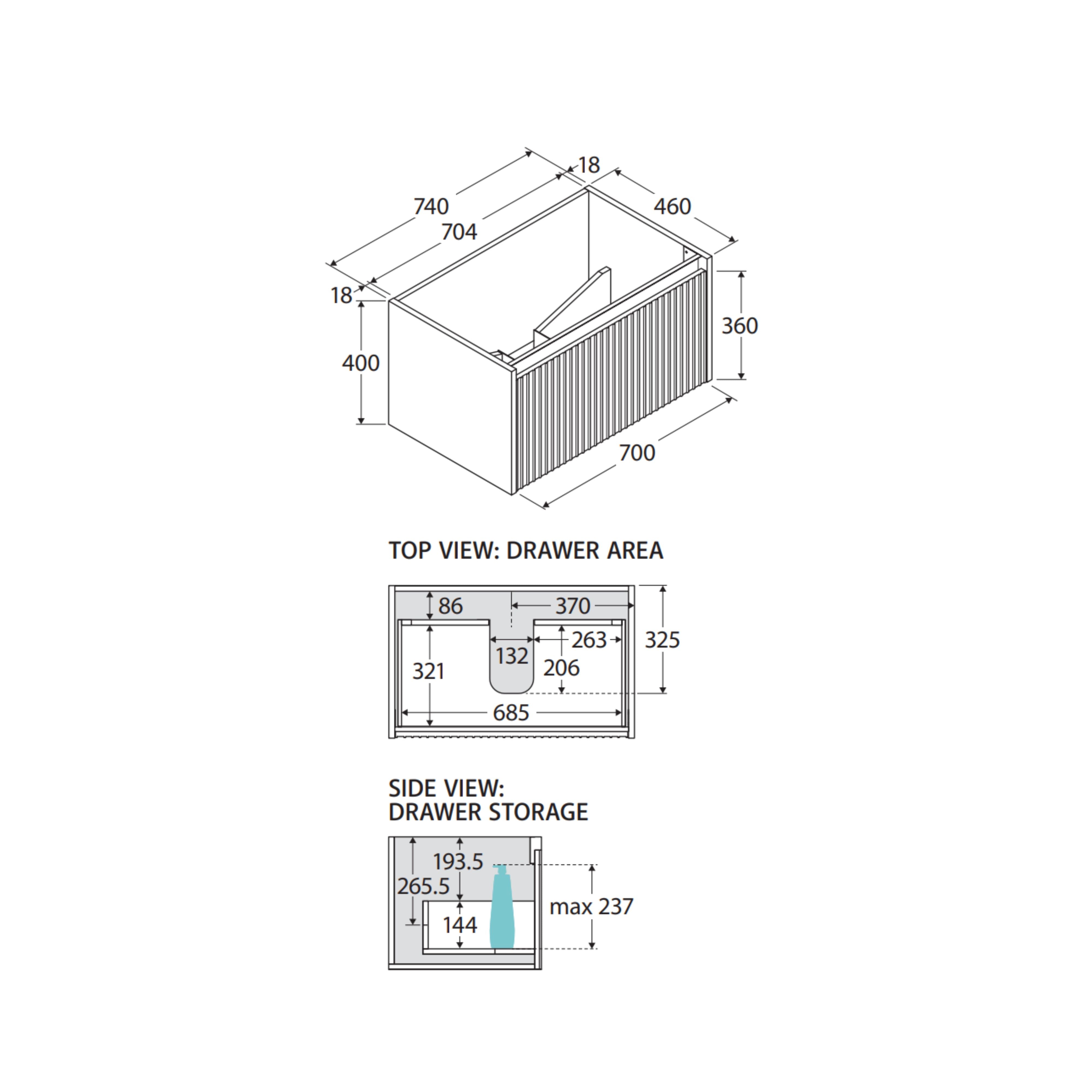 FIENZA MINKA SATIN WHITE 750MM SINGLE BOWL WALL HUNG VANITY