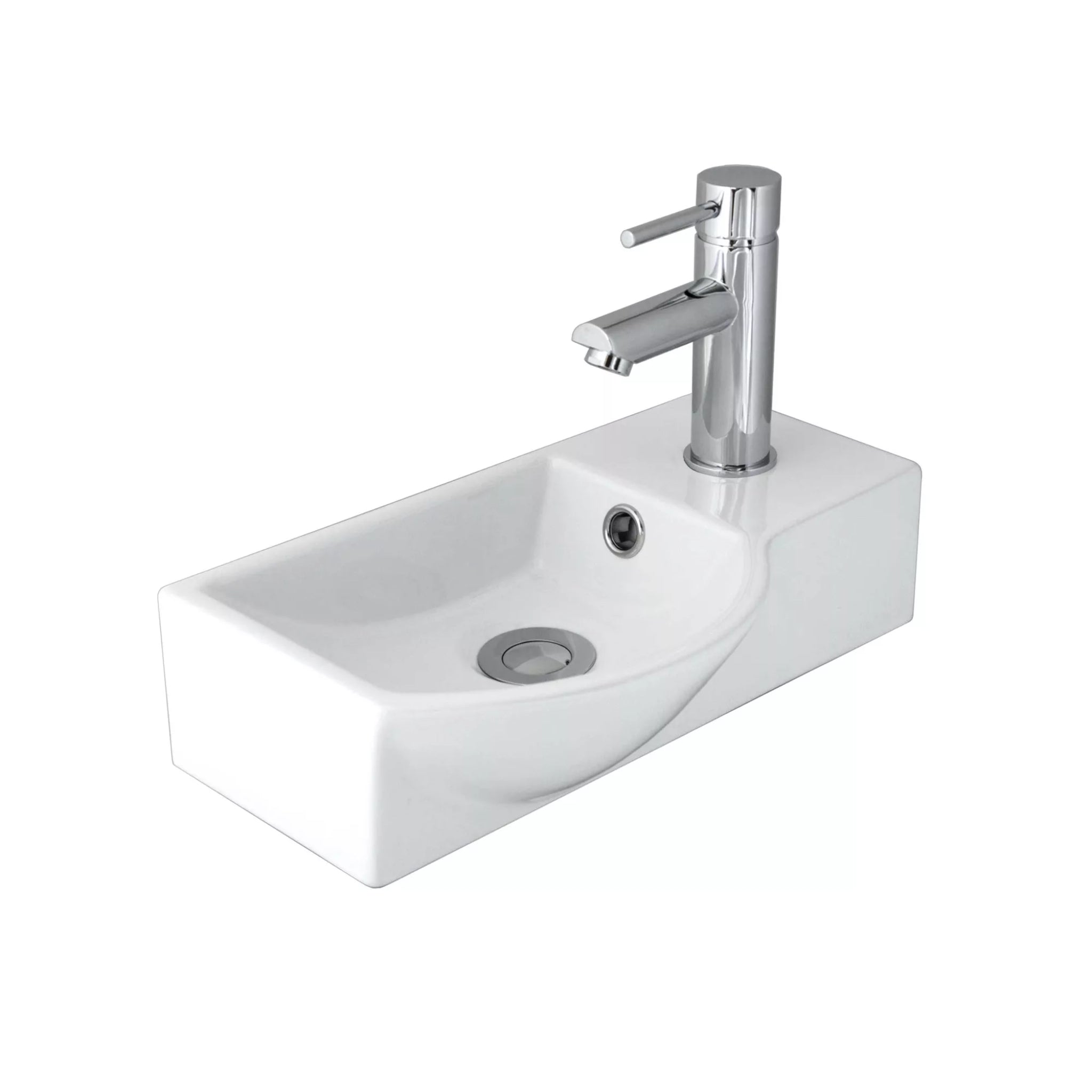 SEIMA SYROS 405 WALL HUNG BASIN WITH OVERFLOW GLOSS WHITE 405MM