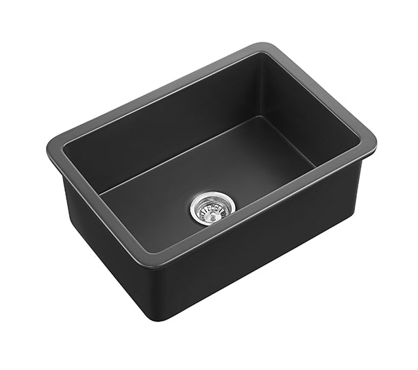 CETO CAMDEN SINGLE BOWL FIRECLAY KITCHEN SINK MATTE BLACK 810MM