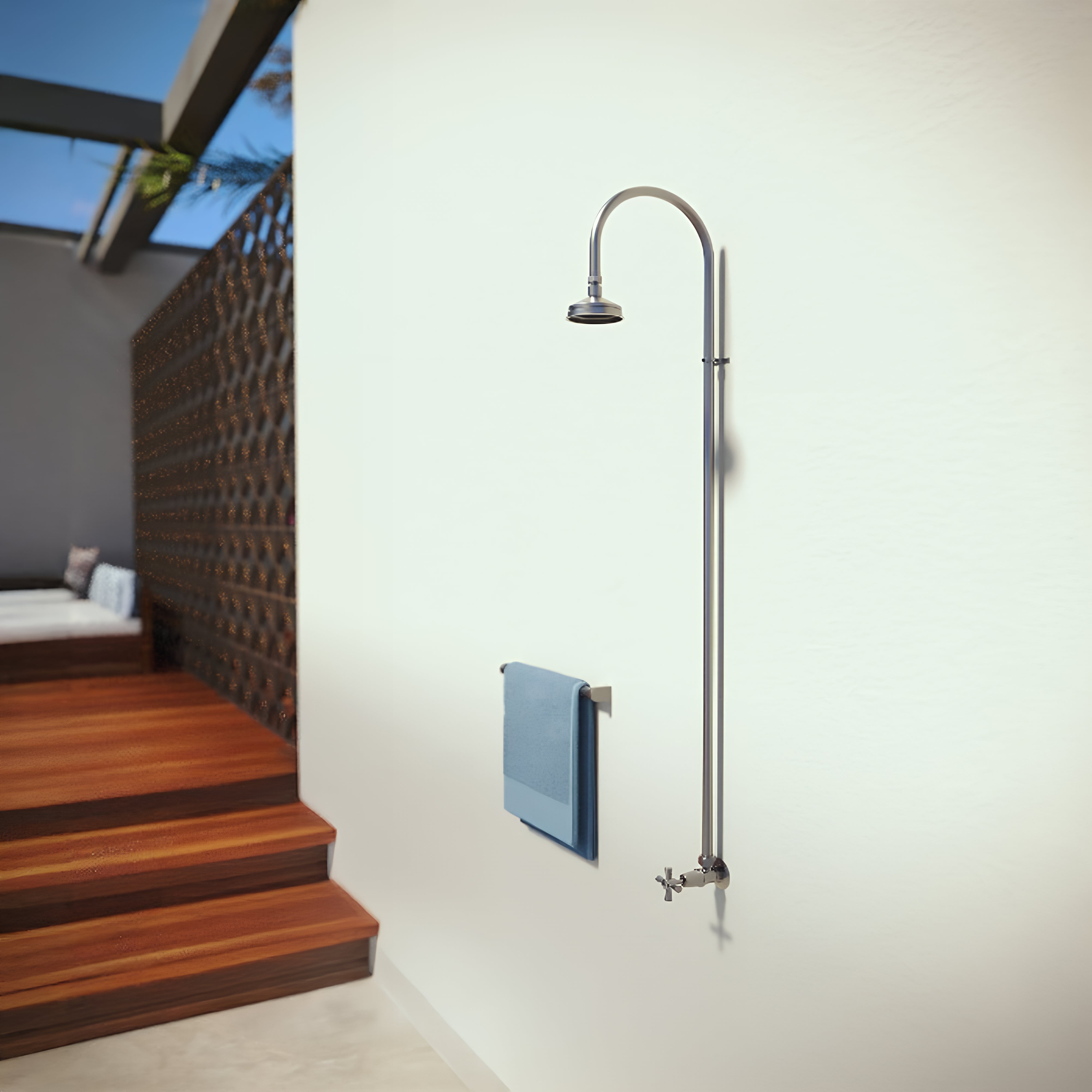 RAINWARE BRIBIE WALL MOUNTED OUTDOOR COLD SHOWER STAINLESS STEEL