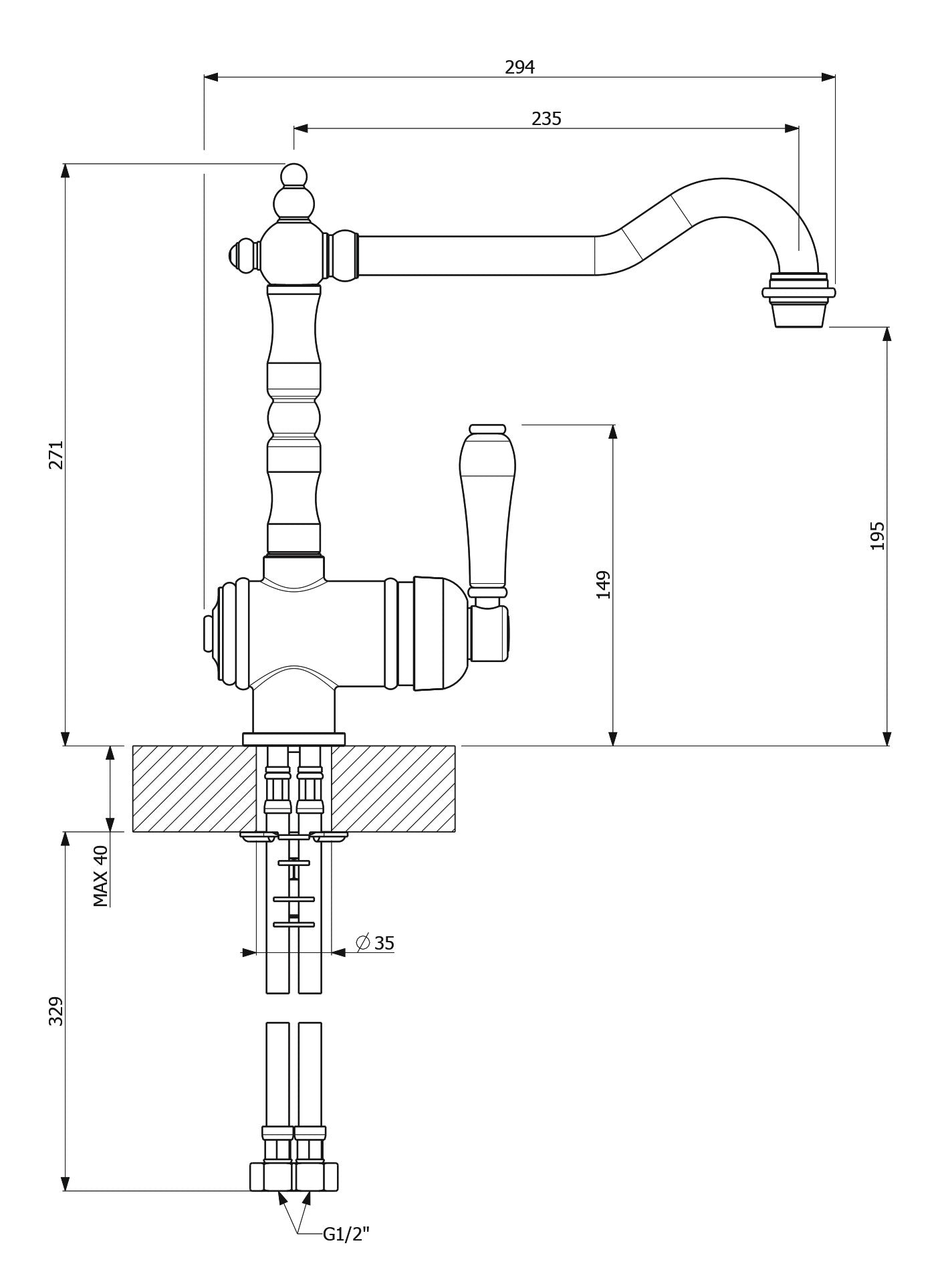 ARMANDO VICARIO PROVINCIAL SINK MIXER CHROME