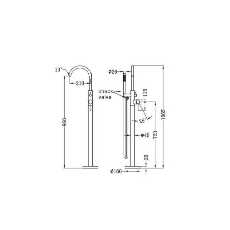 NERO MECCA FREESTANDING MIXER WITH HAND SHOWER BRUSHED NICKEL