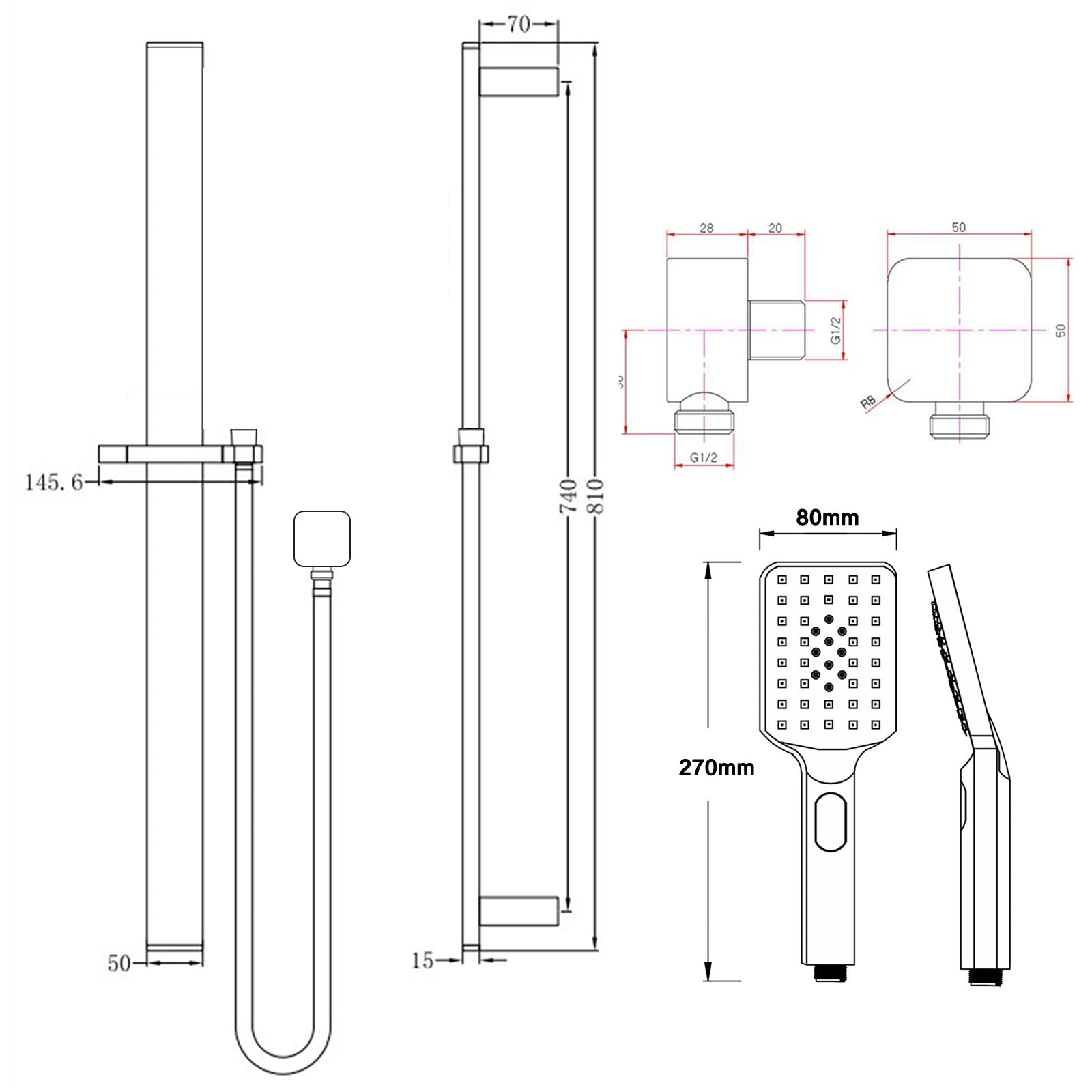 AQUAPERLA SHOWER ON RAIL WITH HAND HELD SHOWER CHROME