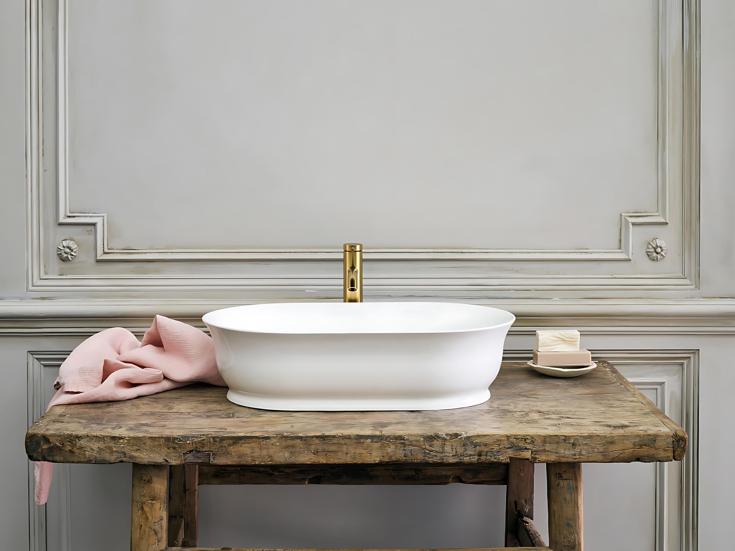 GARETH ASHTON FLORENZA CLEARSTONE ABOVE COUNTER BASIN GLOSS WHITE 550MM