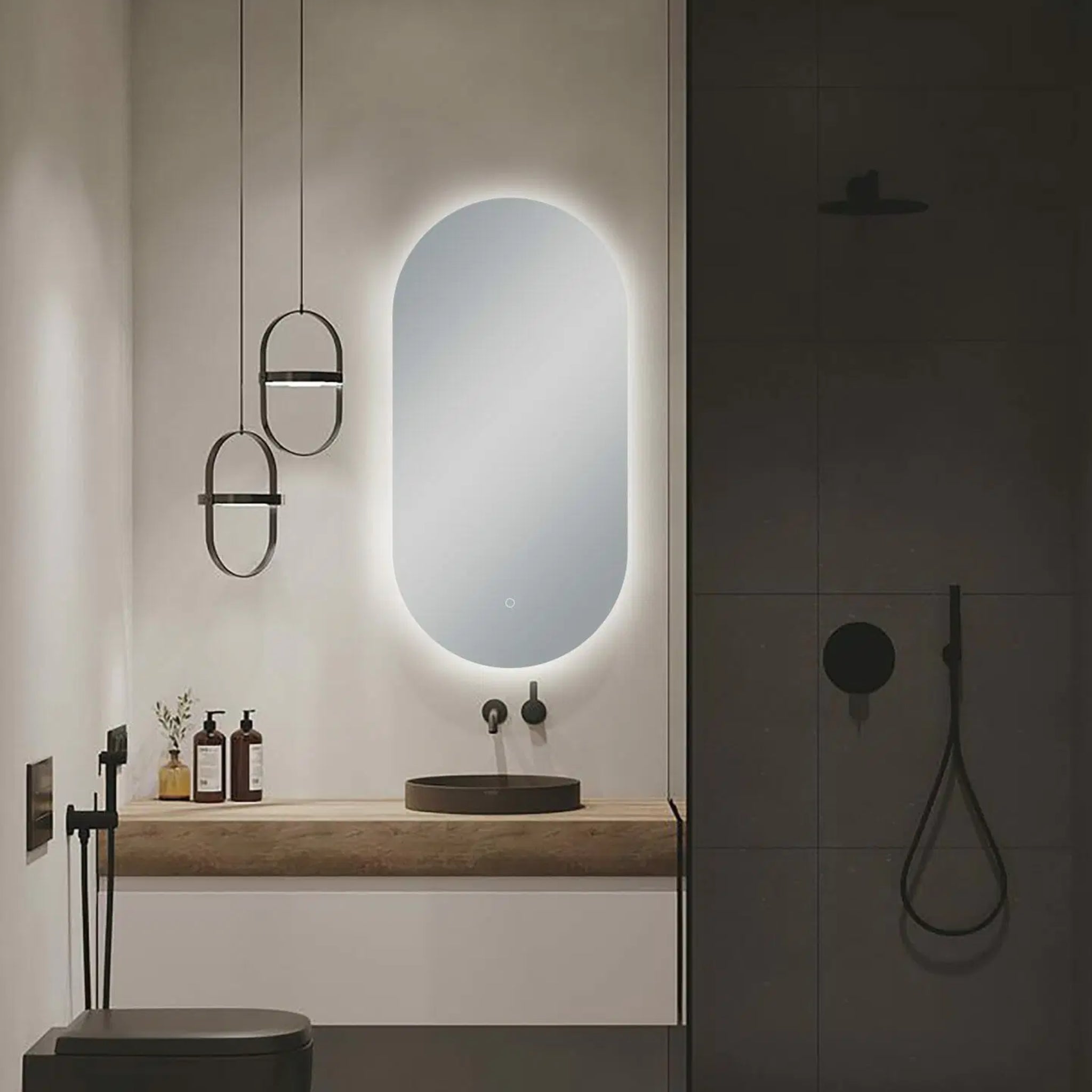 AQUAPERLA BUILDER RANGE OVAL LED FRAMELESS MIRROR 450X900MM