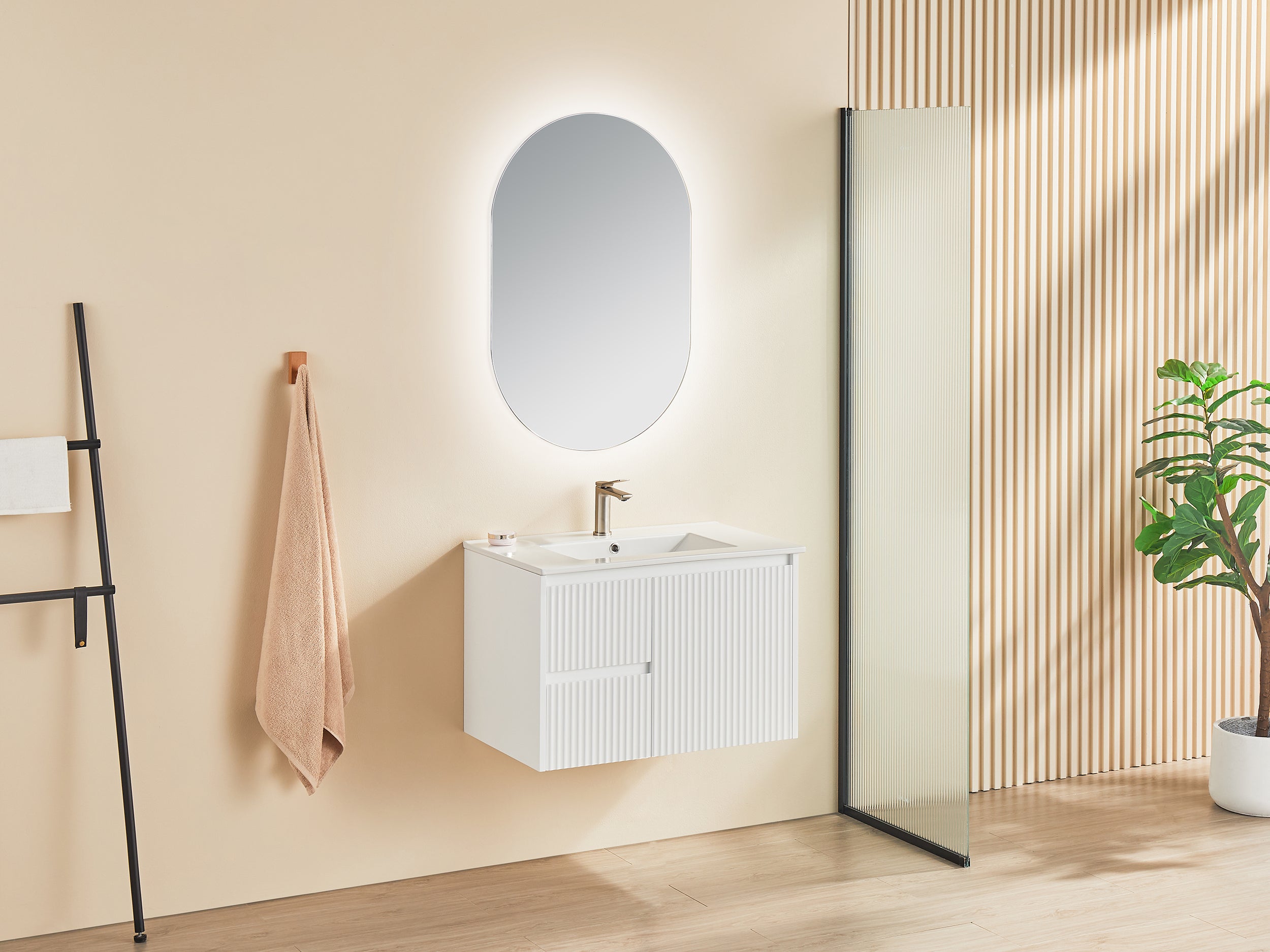 CETO BRINDABELLA MATTE WHITE 750MM SINGLE BOWL WALL HUNG VANITY (AVAILABLE IN LEFT HAND DRAWER AND RIGHT HAND DRAWER)