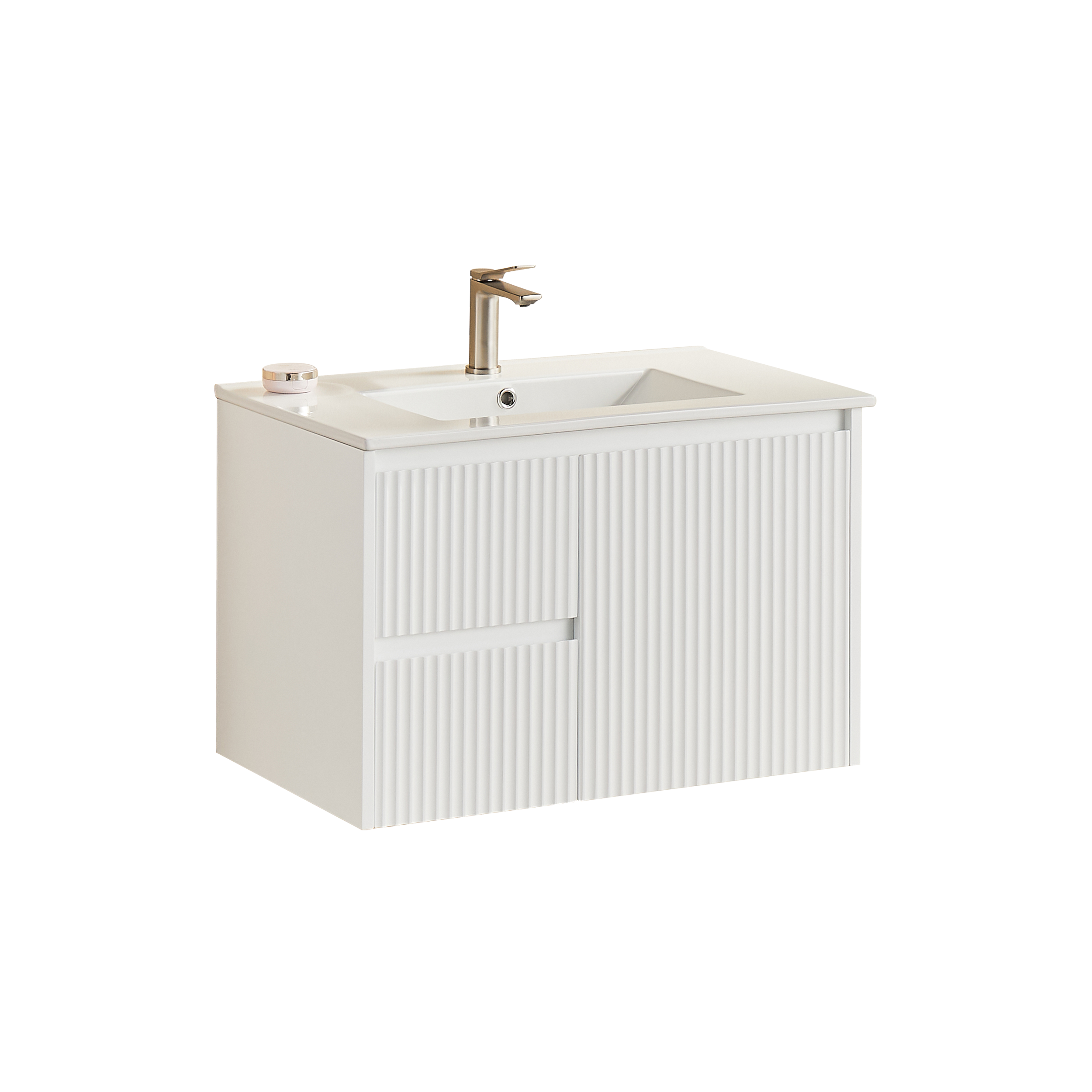 CETO BRINDABELLA MATTE WHITE 750MM SINGLE BOWL WALL HUNG VANITY (AVAILABLE IN LEFT HAND DRAWER AND RIGHT HAND DRAWER)