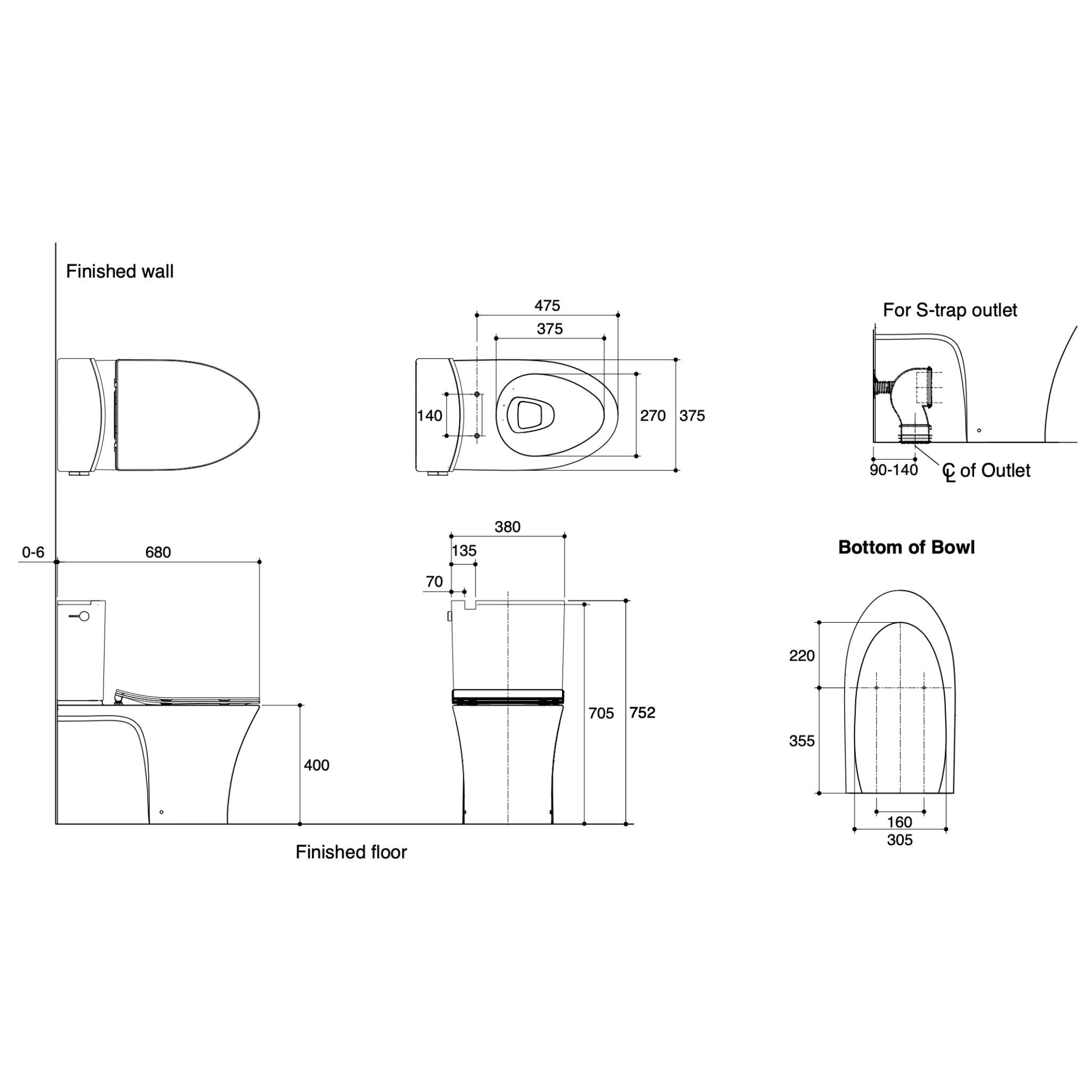 KOHLER VEIL BACK-TO-WALL TOILET WITH SLIM SEAT GLOSS WHITE