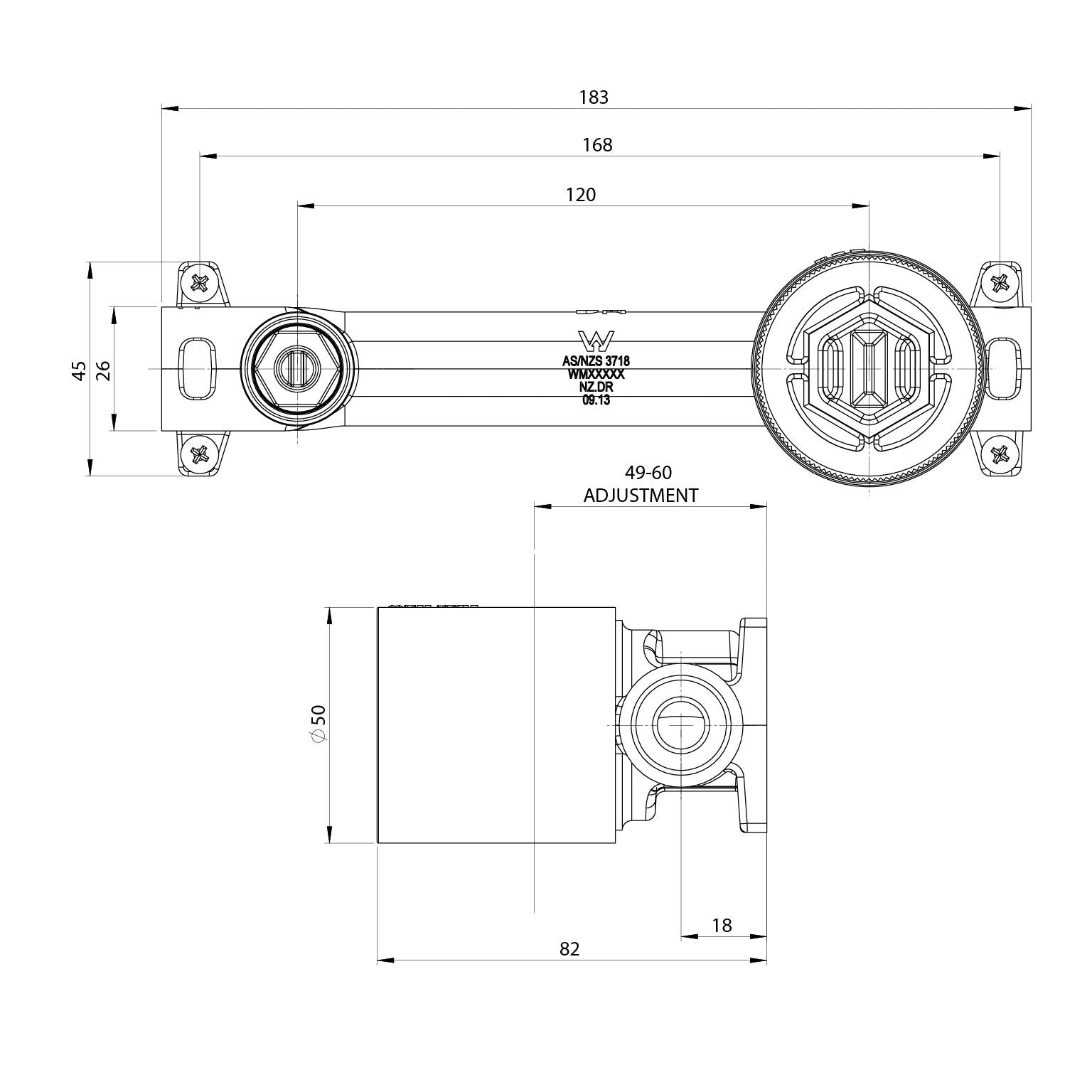 PHOENIX VIVID SLIMLINE SWITCHMIX WALL BASIN / BATH MIXER SET FIT-OFF AND ROUGH-IN KIT 180MM CHROME