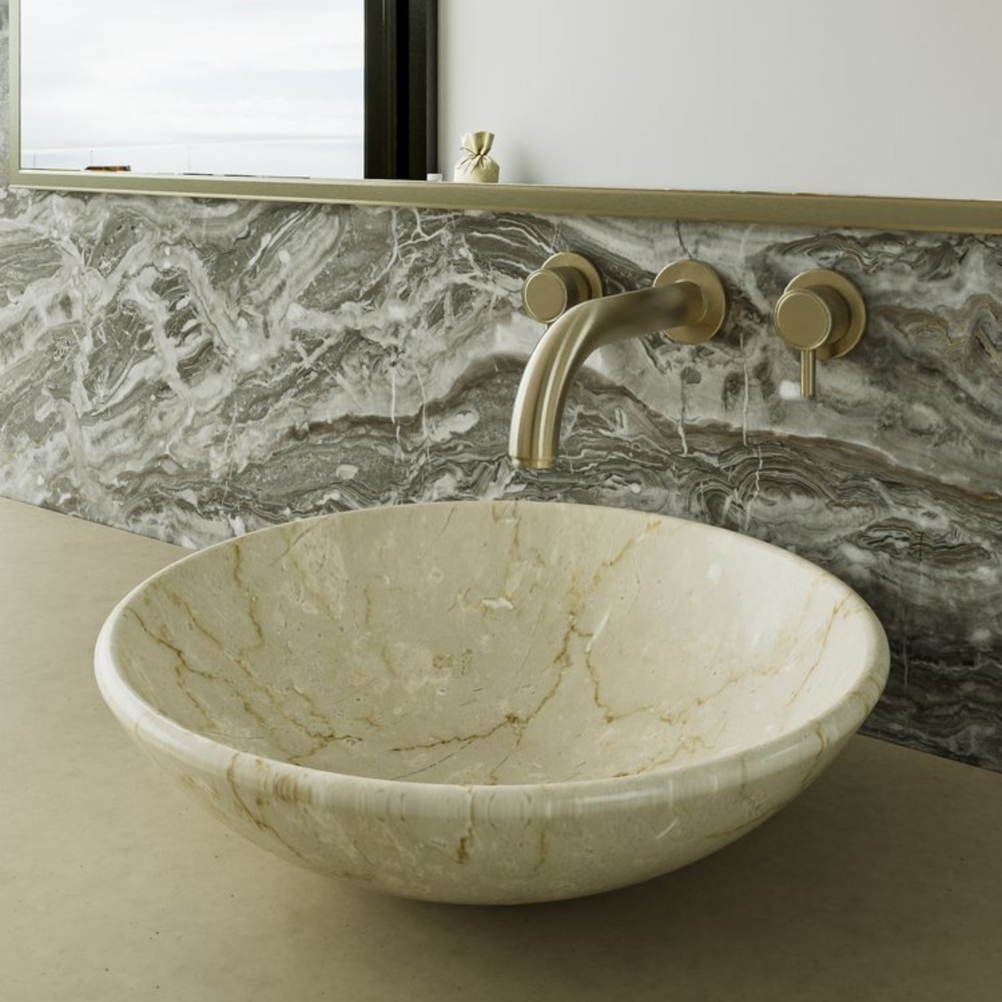 CARVUS NEER ROUND ABOVE COUNTER MARBLE BASIN ITALIAN BEIGE 430MM