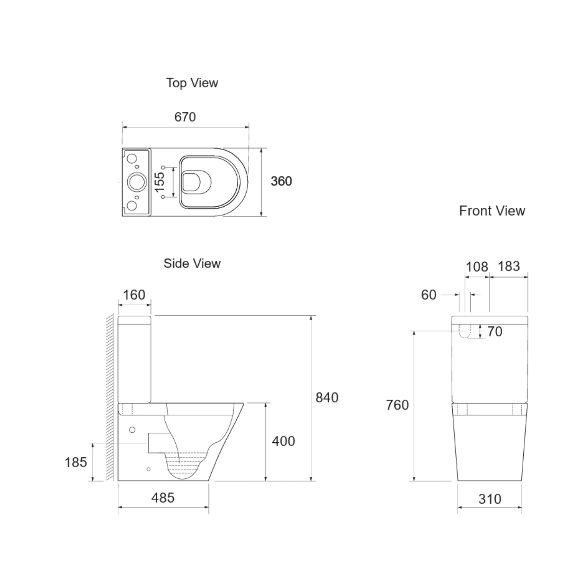 ENGLEFIELD EVORA RIMLESS BACK TO WALL TOILET SUITE GLOSS WHITE