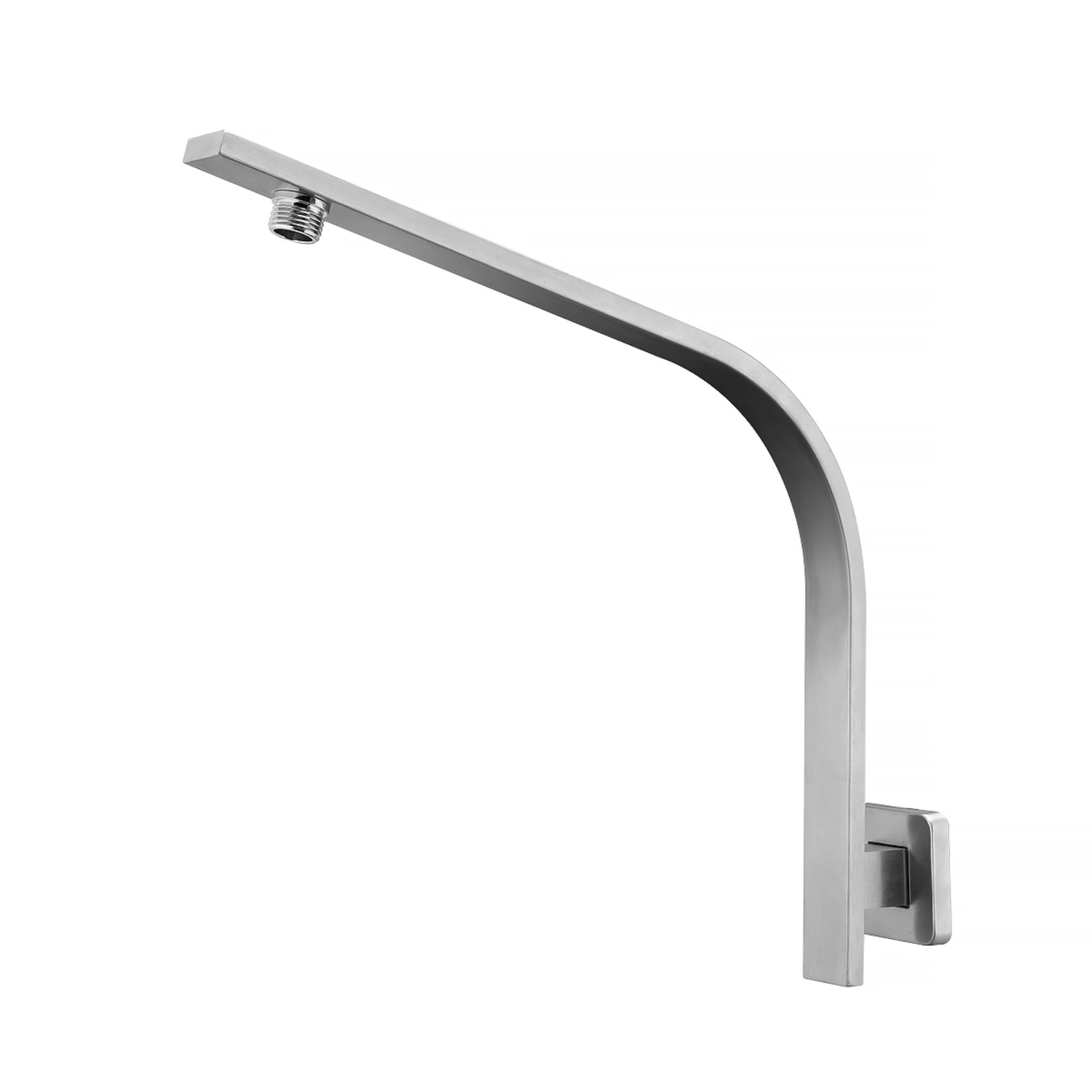 AQUAPERLA SQUARE GOOSENECK WALL SHOWER ARM 370MM BRUSHED NICKEL