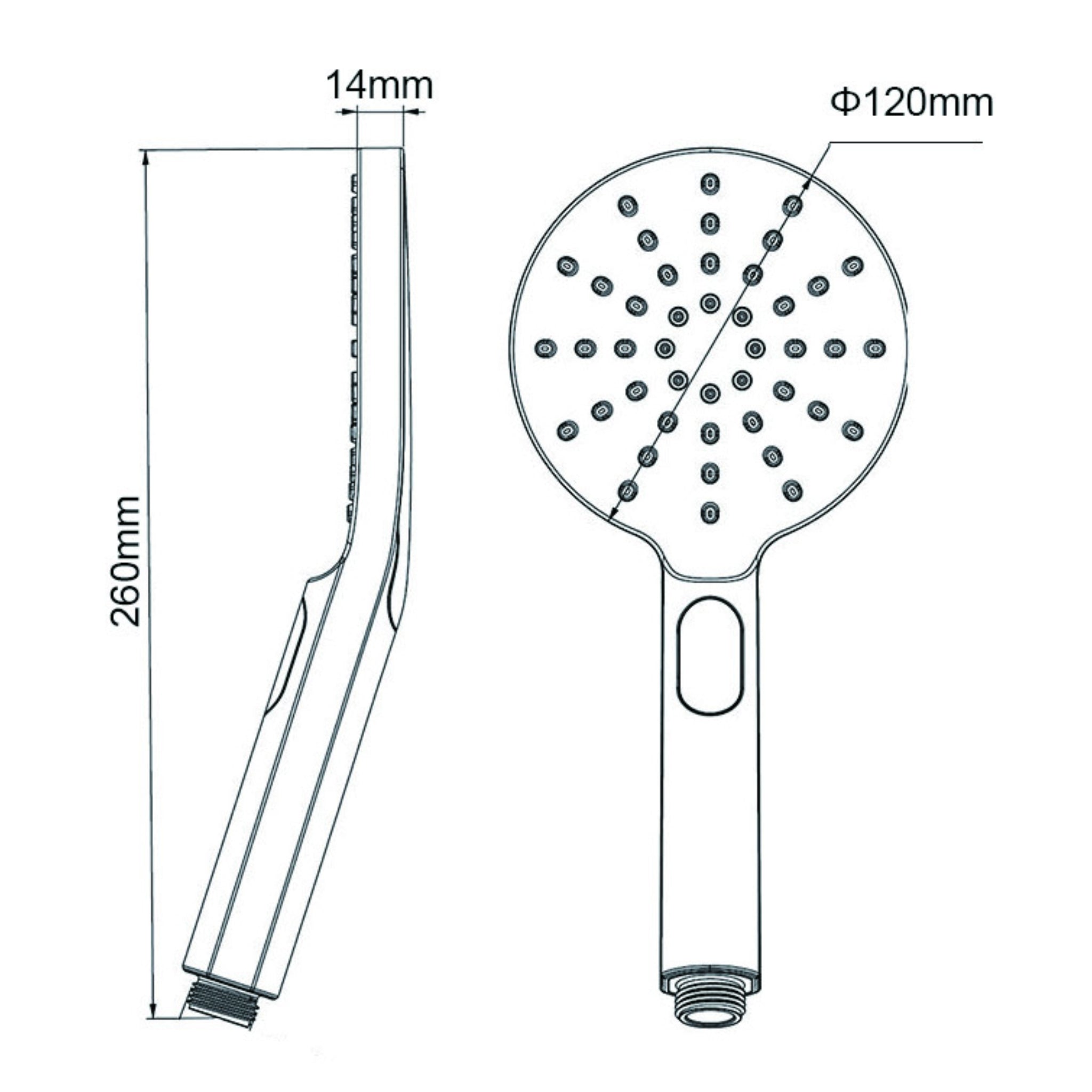 AQUAPERLA ROUND HANDHELD SHOWER HEAD 120MM GUN METAL