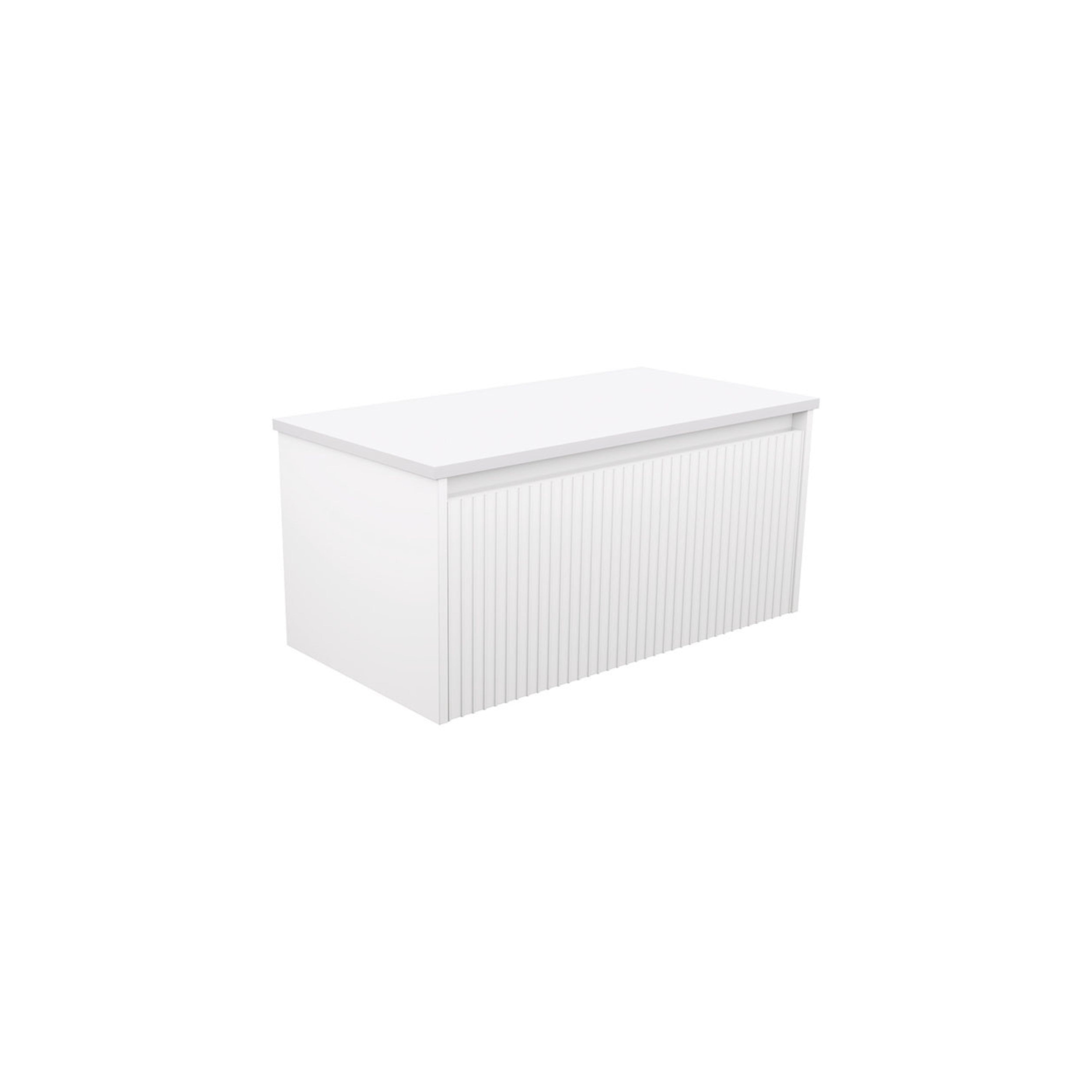 FIENZA ALINA SATIN WHITE FLUTED 900MM SINGLE BOWL WALL HUNG VANITY