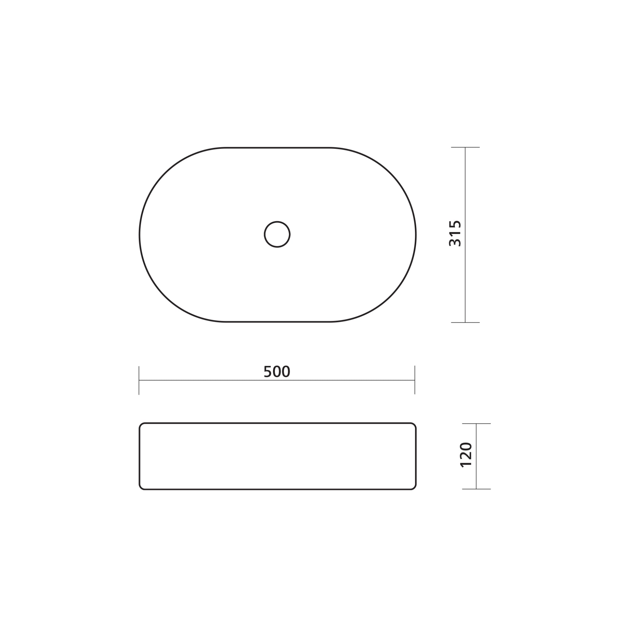 SEIMA CLEO 500 ABOVE COUNTER BASIN GLOSS WHITE 500MM