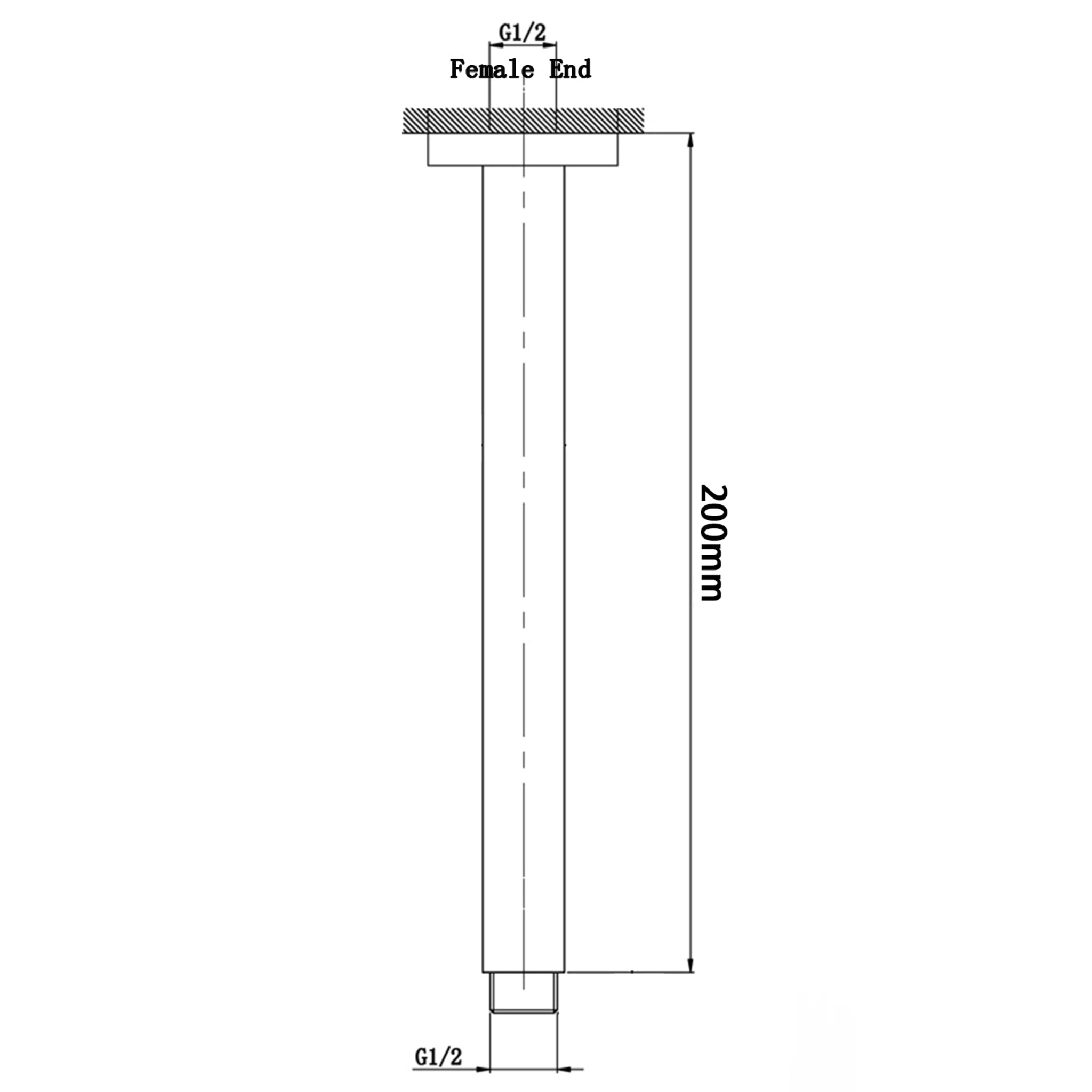 AQUAPERLA SQUARE CEILING SHOWER ARM 200MM BRUSHED NICKEL