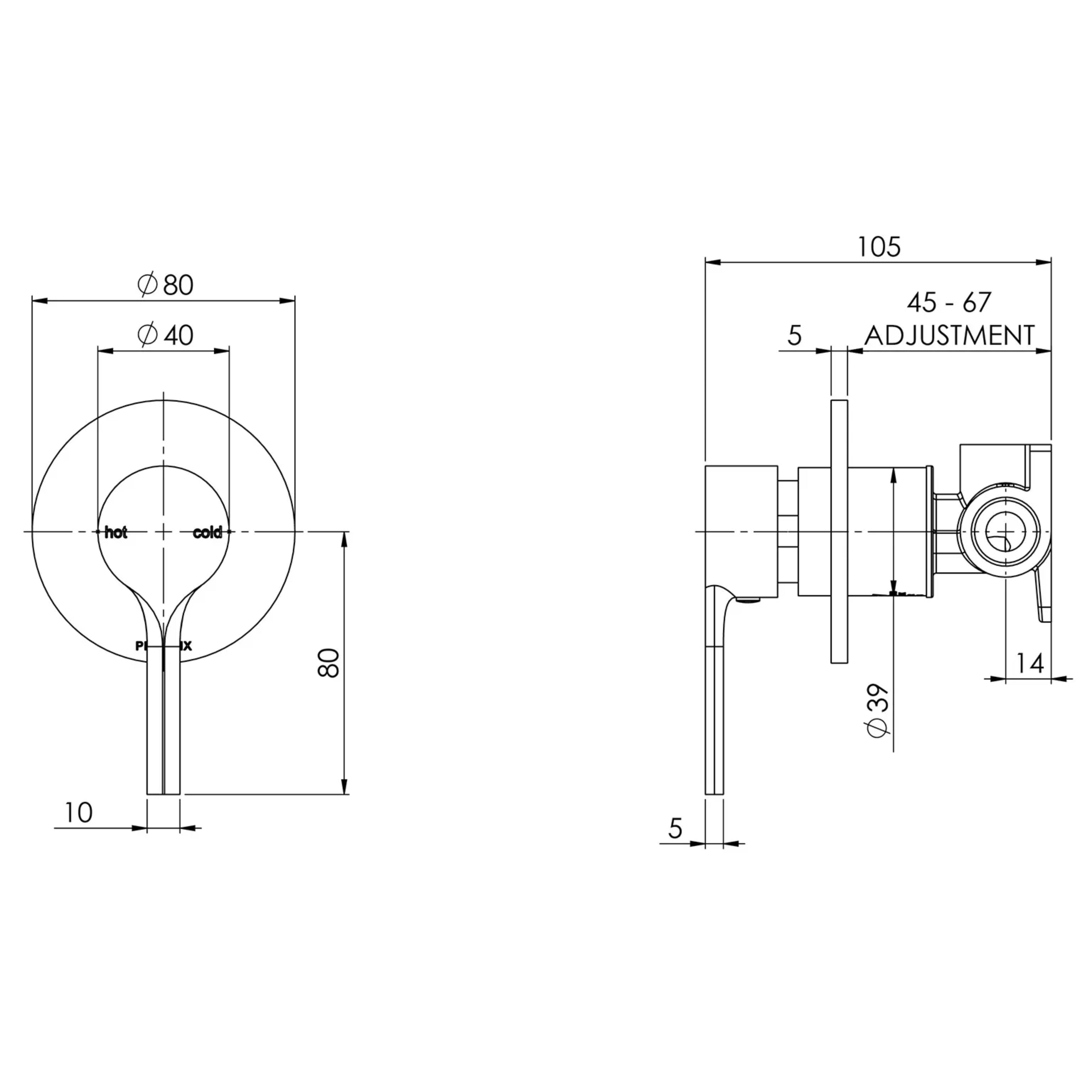 PHOENIX VIVID SLIMLINE OVAL SWITCHMIX SHOWER AND WALL MIXER BRUSHED NICKEL